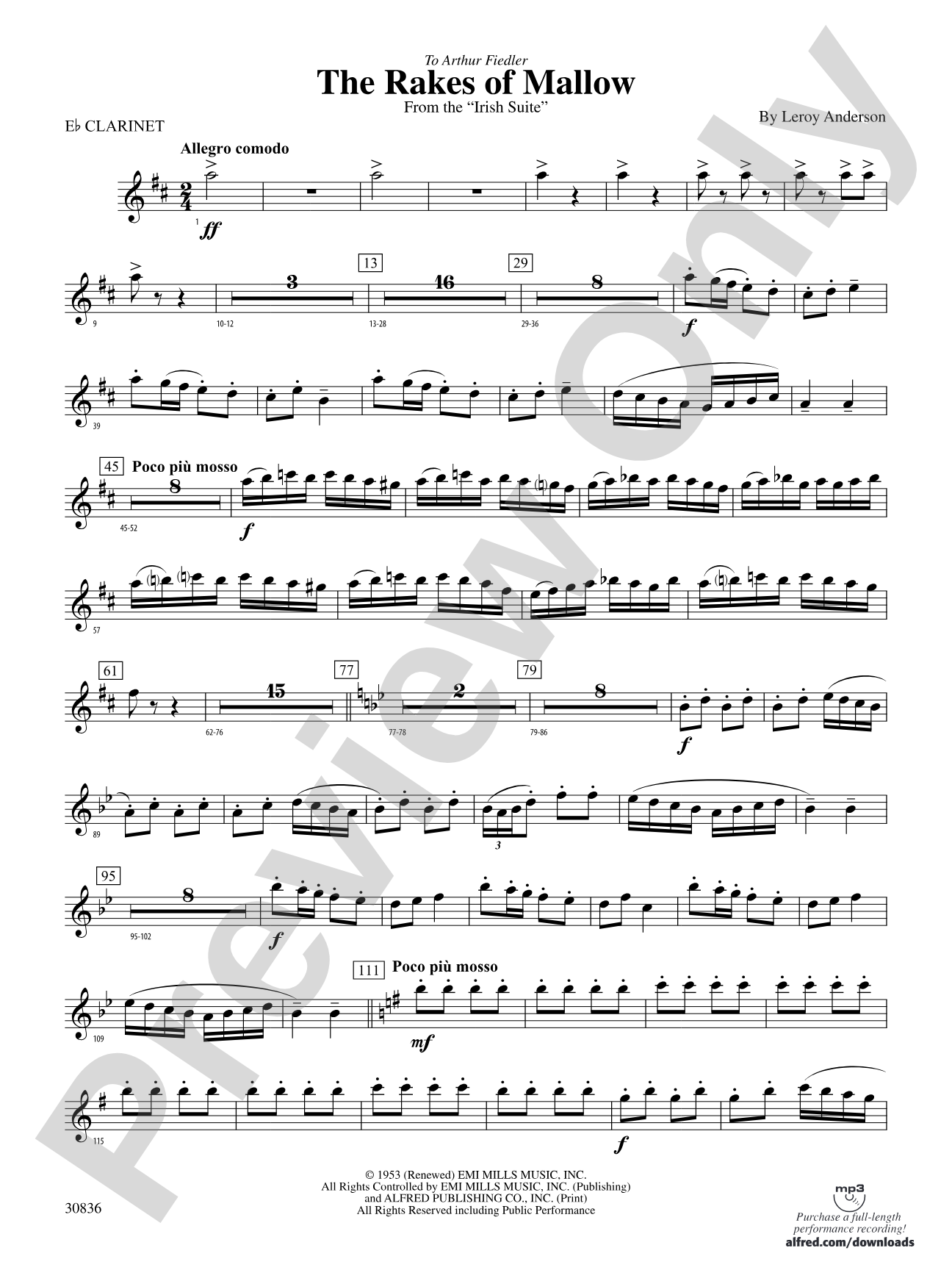 The Rakes of Mallow (from the Irish Suite): E-flat Soprano Clarinet