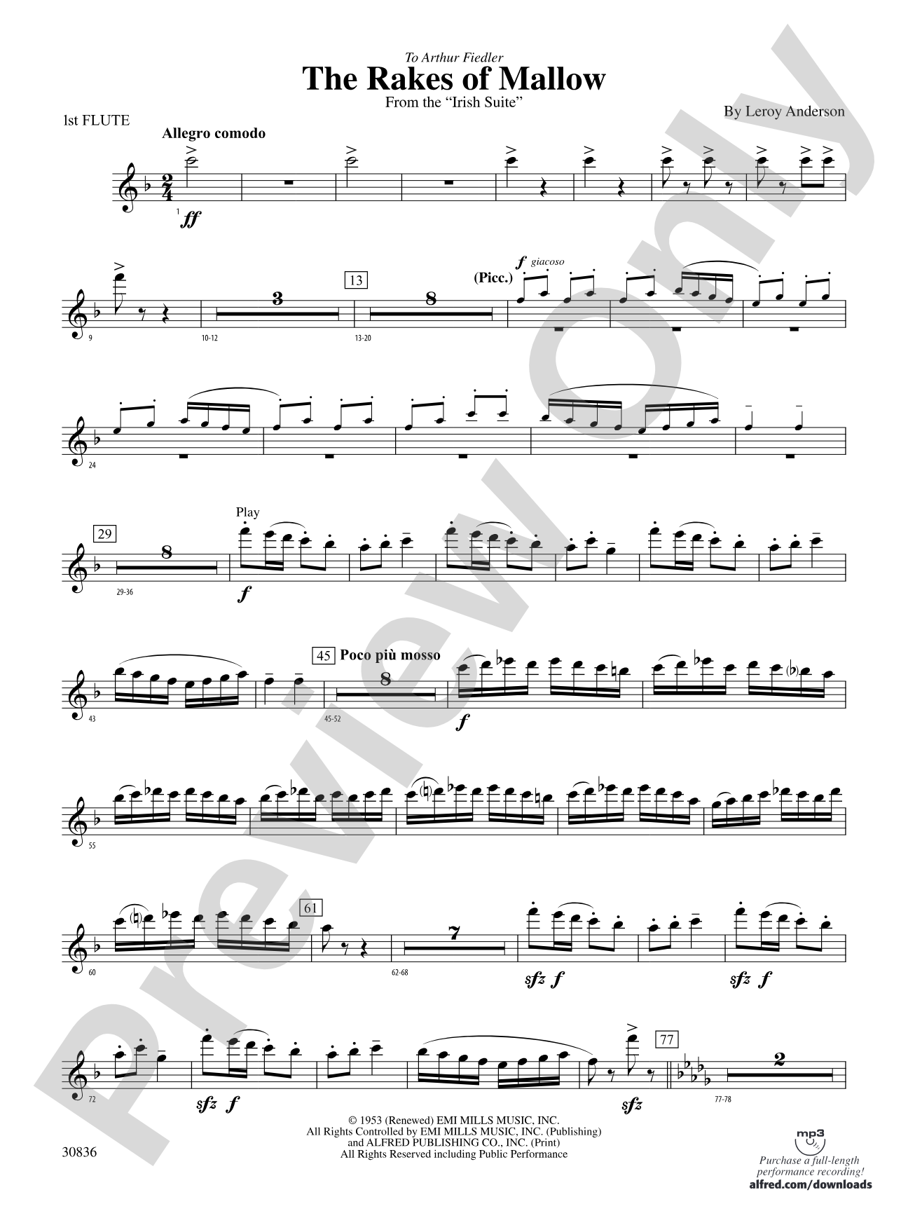 The Rakes of Mallow (from the Irish Suite): Flute