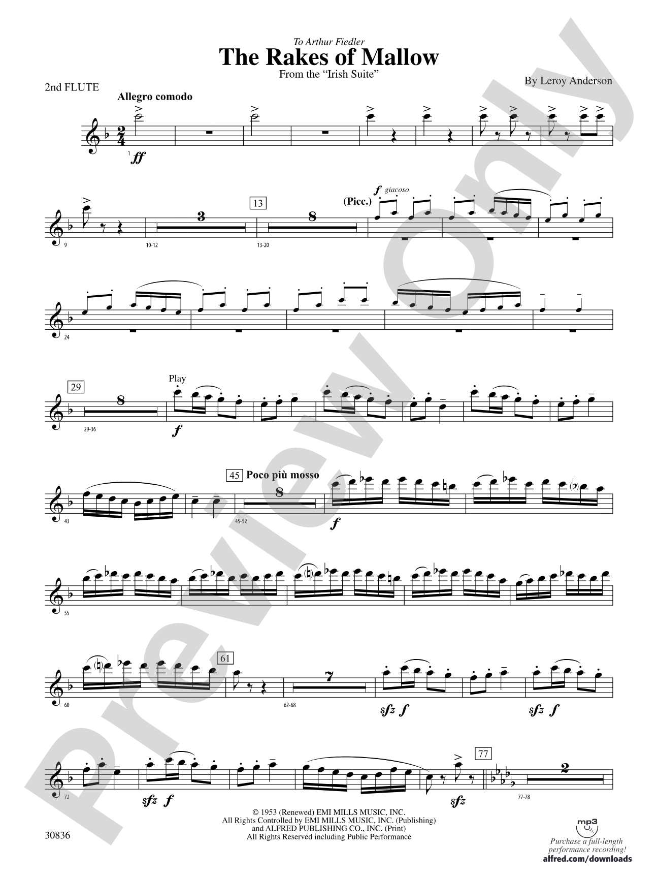 The Rakes of Mallow (from the Irish Suite): 2nd Flute