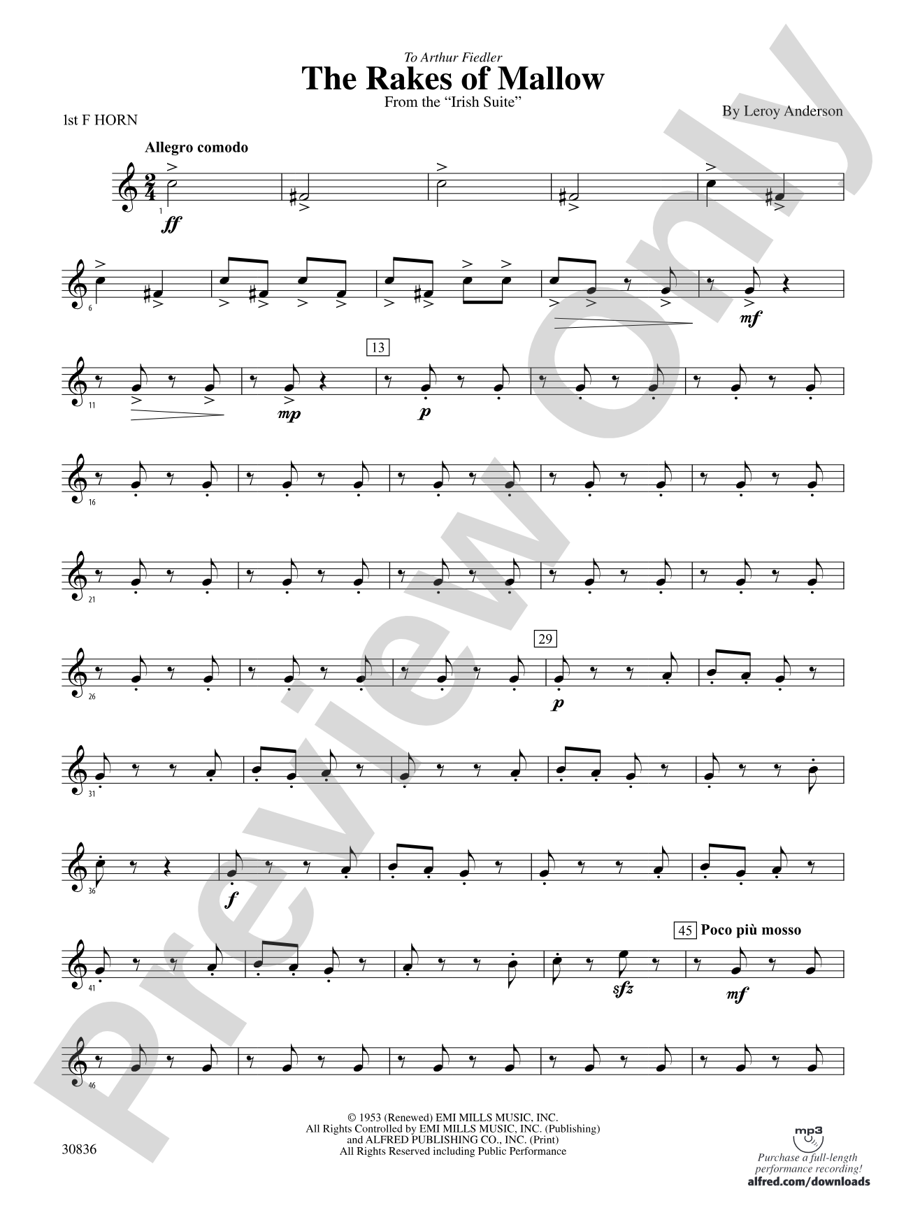 The Rakes of Mallow (from the Irish Suite): 1st F Horn