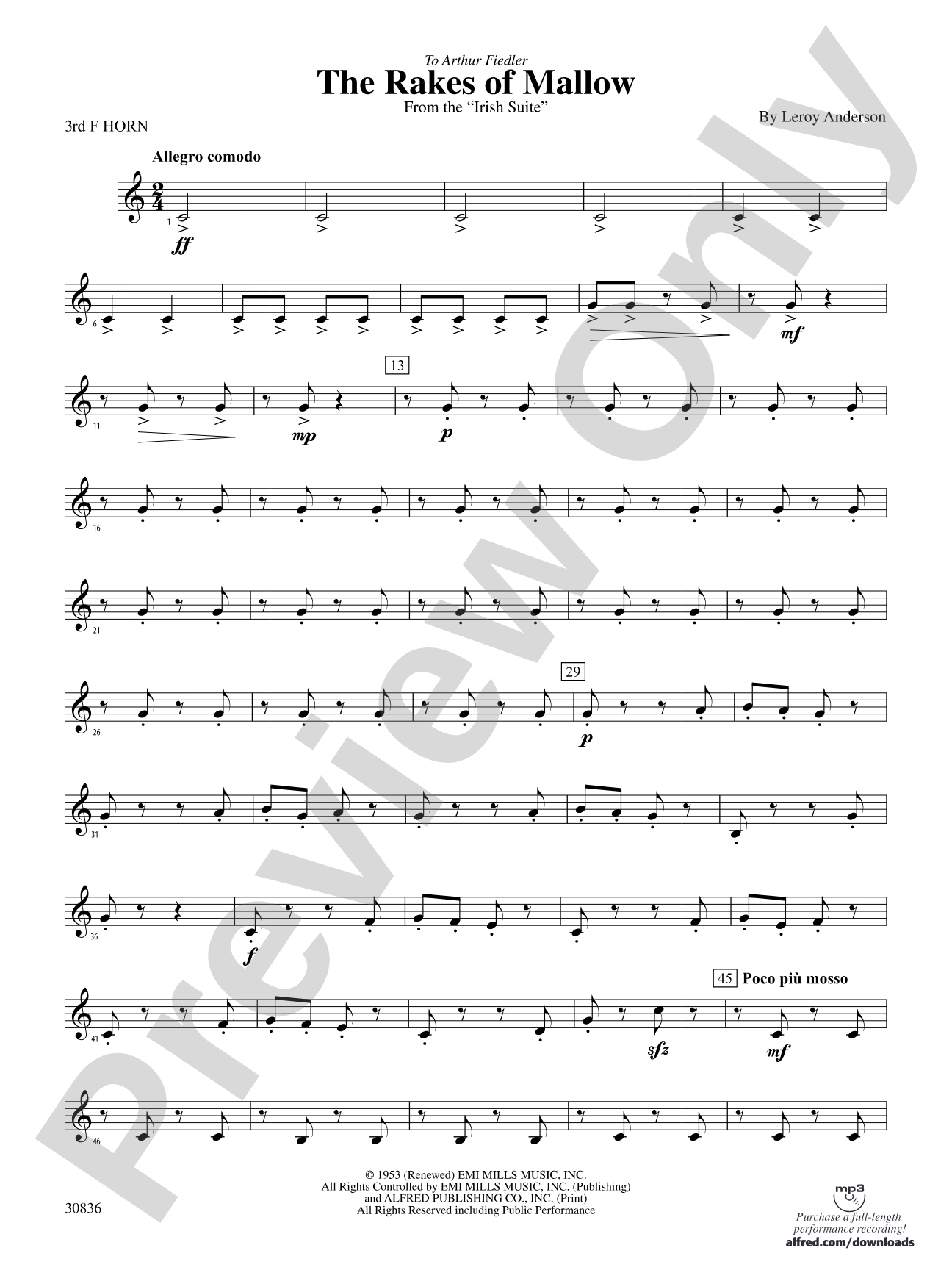 The Rakes of Mallow (from the Irish Suite): 3rd F Horn