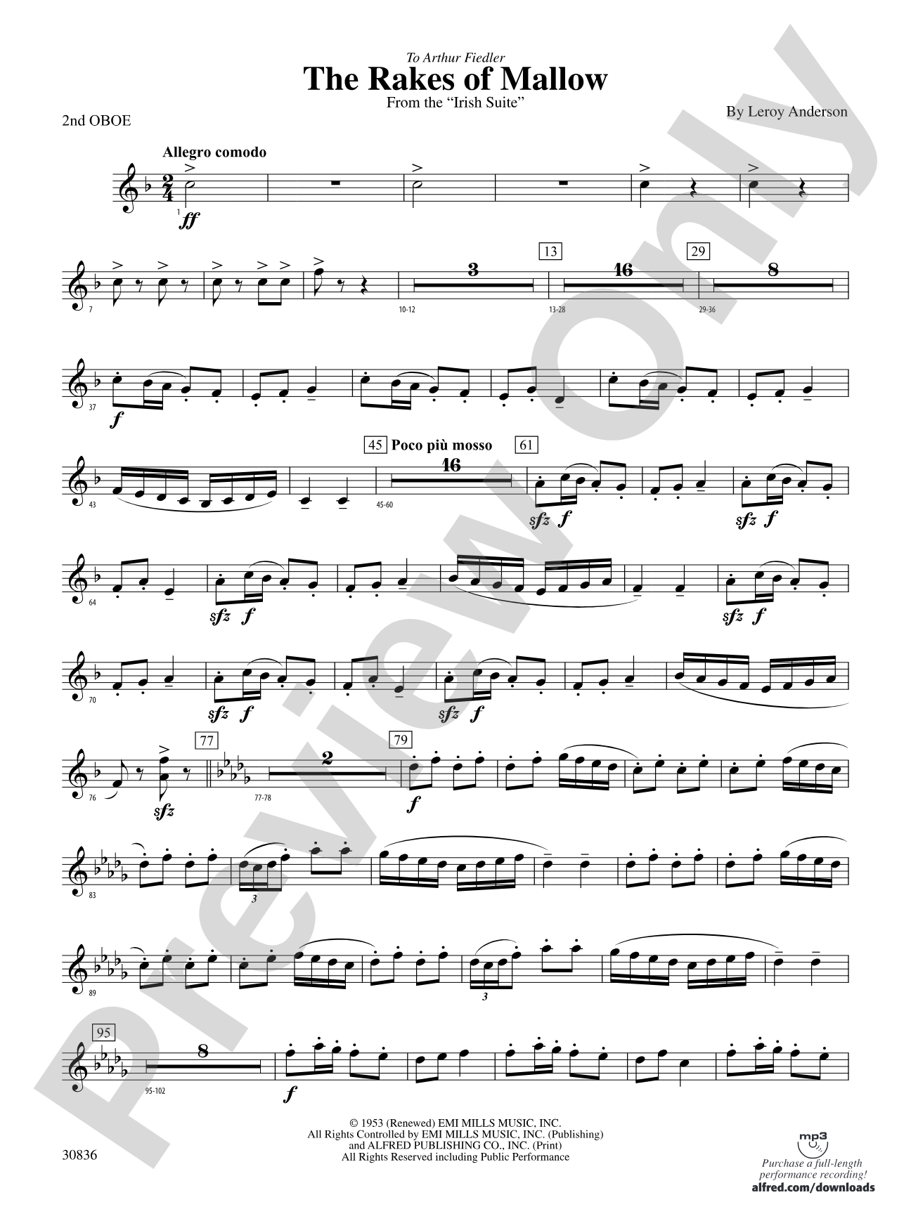 The Rakes of Mallow (from the Irish Suite): 2nd Oboe