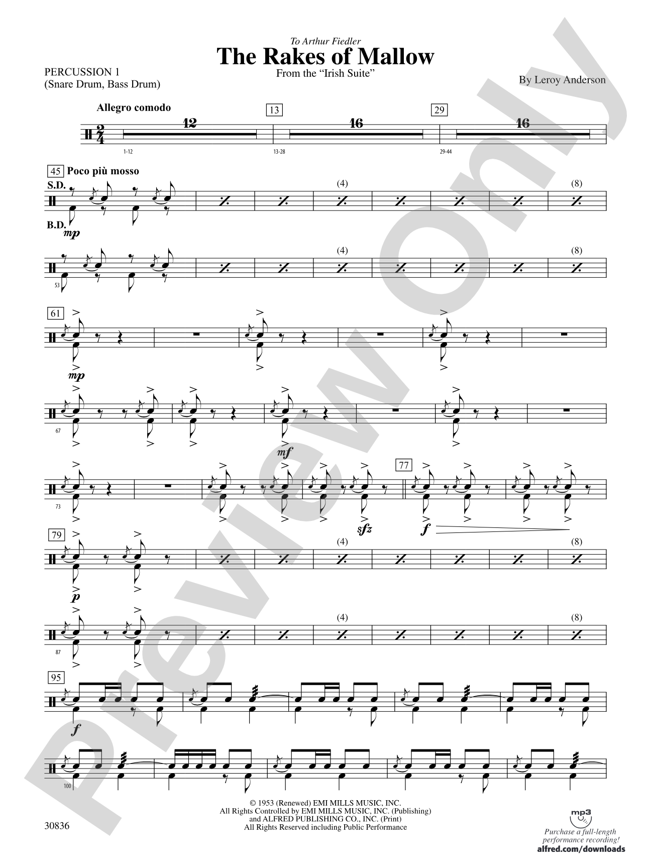 The Rakes of Mallow (from the Irish Suite): 1st Percussion