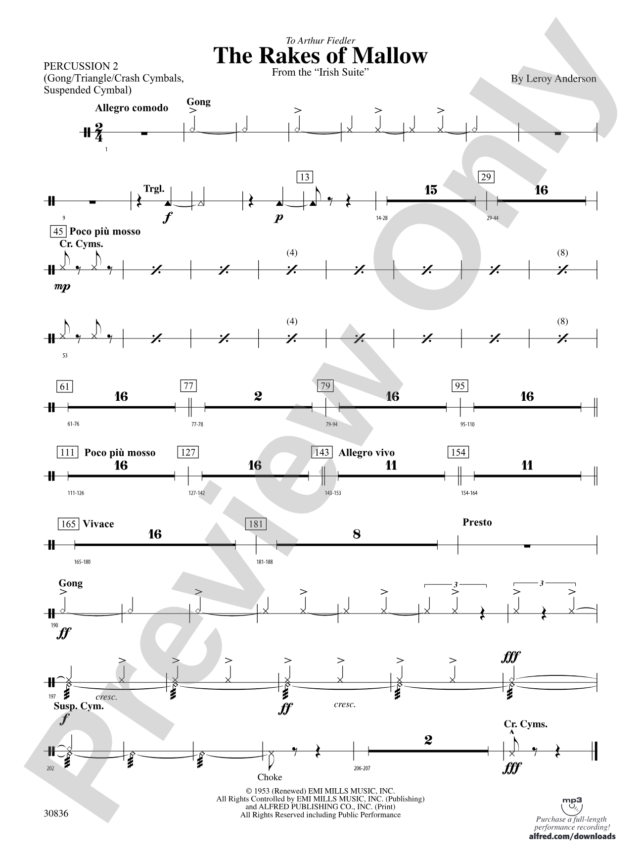 The Rakes of Mallow (from the Irish Suite): 2nd Percussion