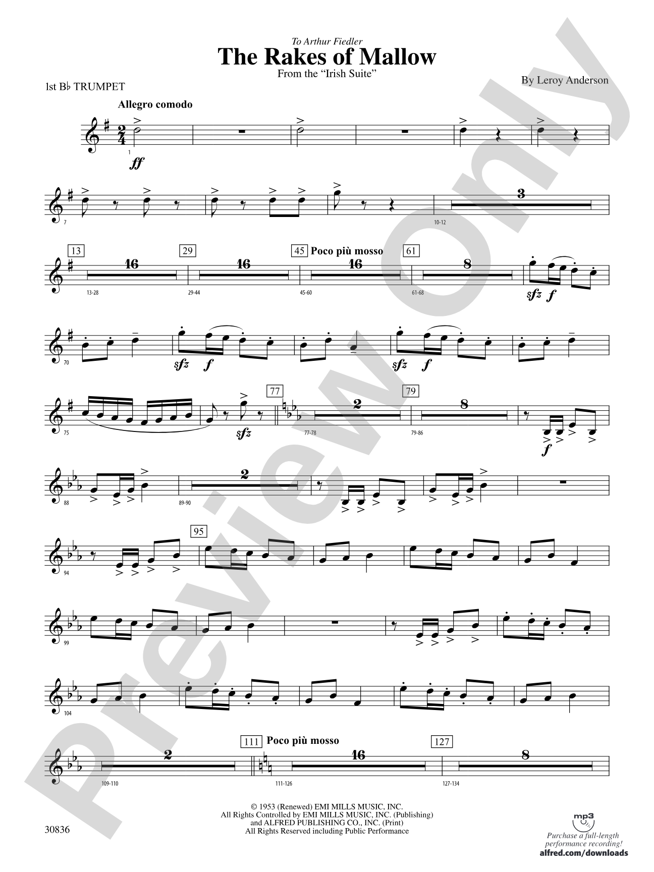 The Rakes of Mallow (from the Irish Suite): 1st B-flat Trumpet