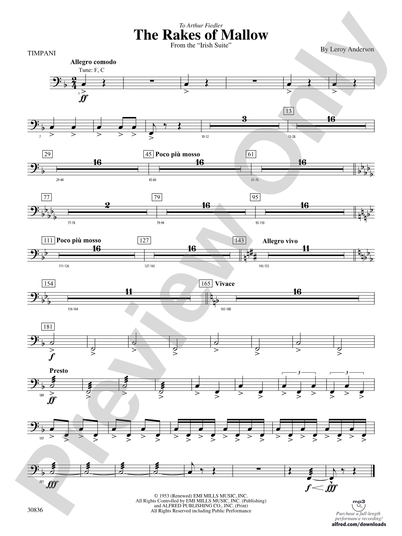 The Rakes of Mallow (from the Irish Suite): Timpani