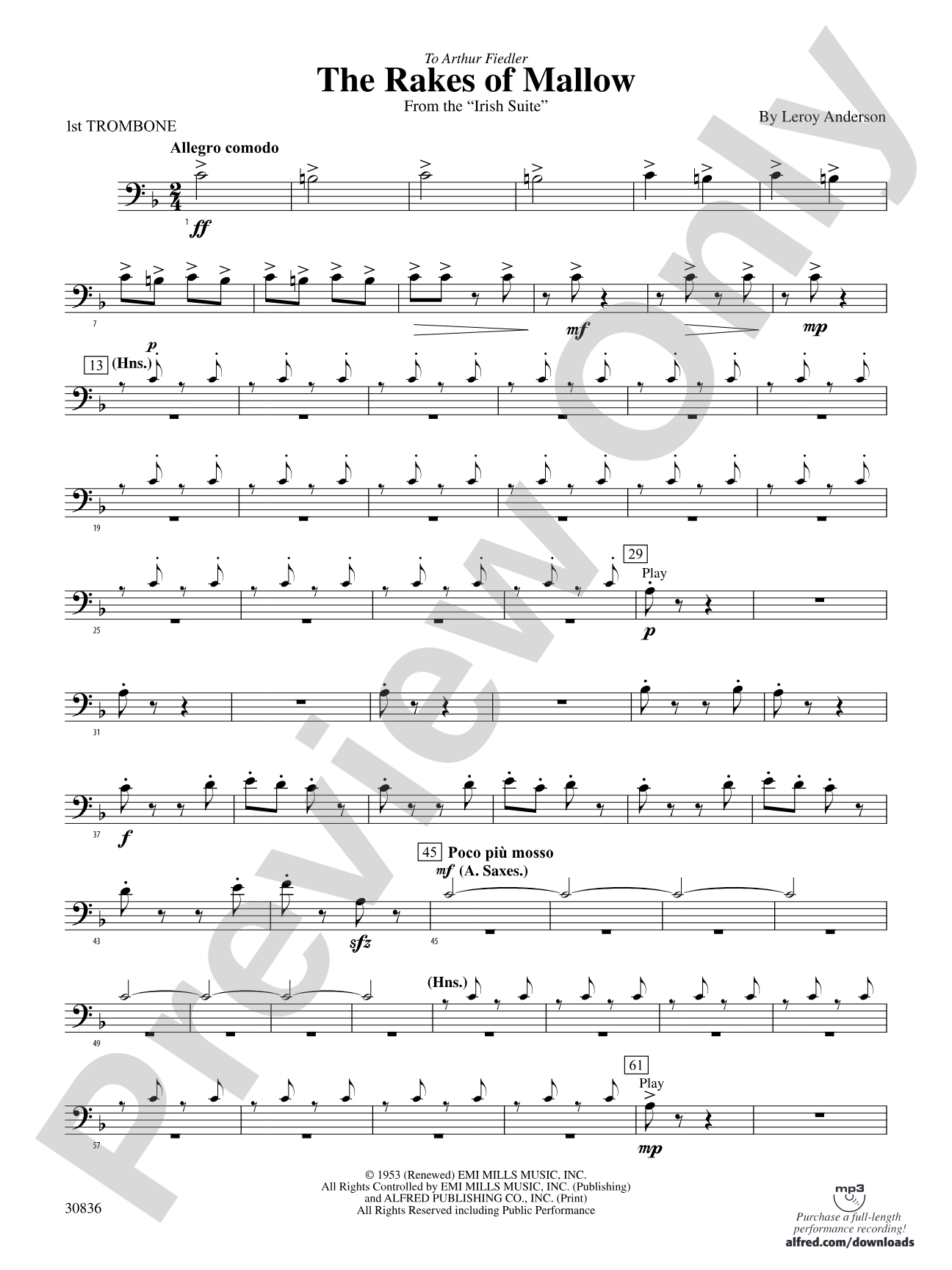 The Rakes of Mallow (from the Irish Suite): 1st Trombone