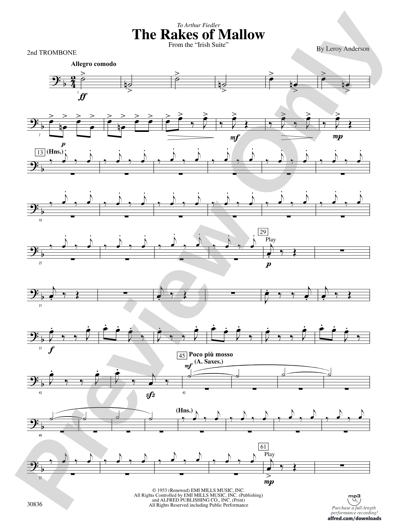 The Rakes of Mallow (from the Irish Suite): 2nd Trombone