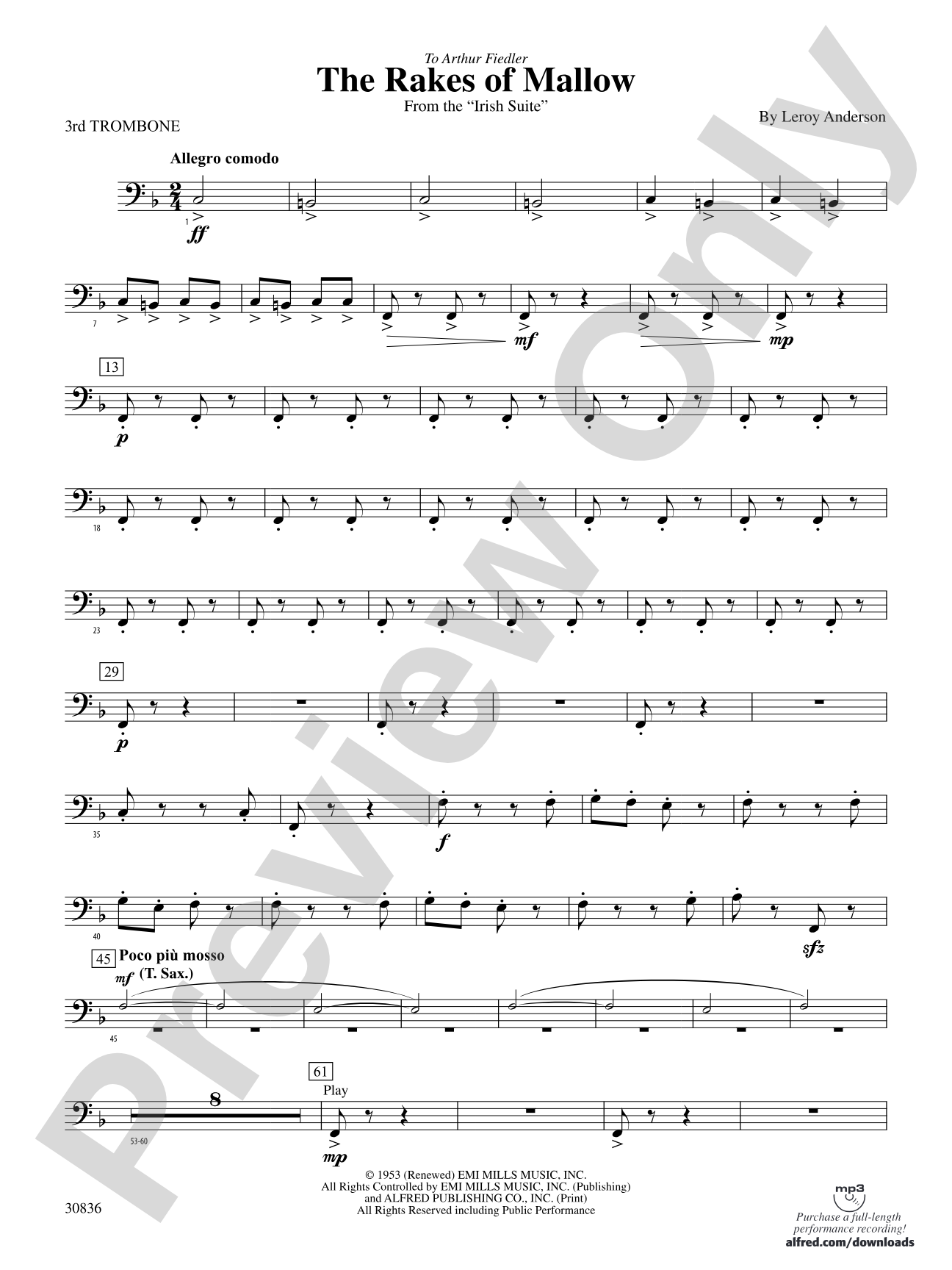 The Rakes of Mallow (from the Irish Suite): 3rd Trombone