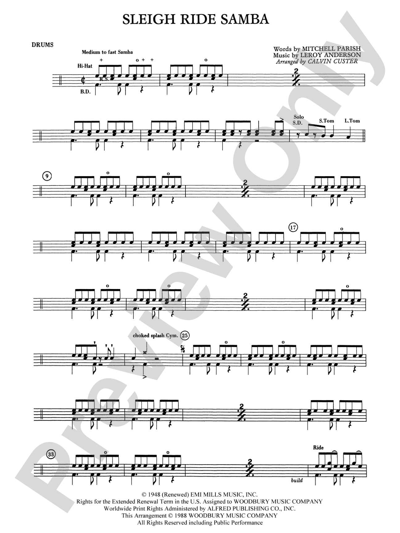 Sleigh Ride Samba: Drums