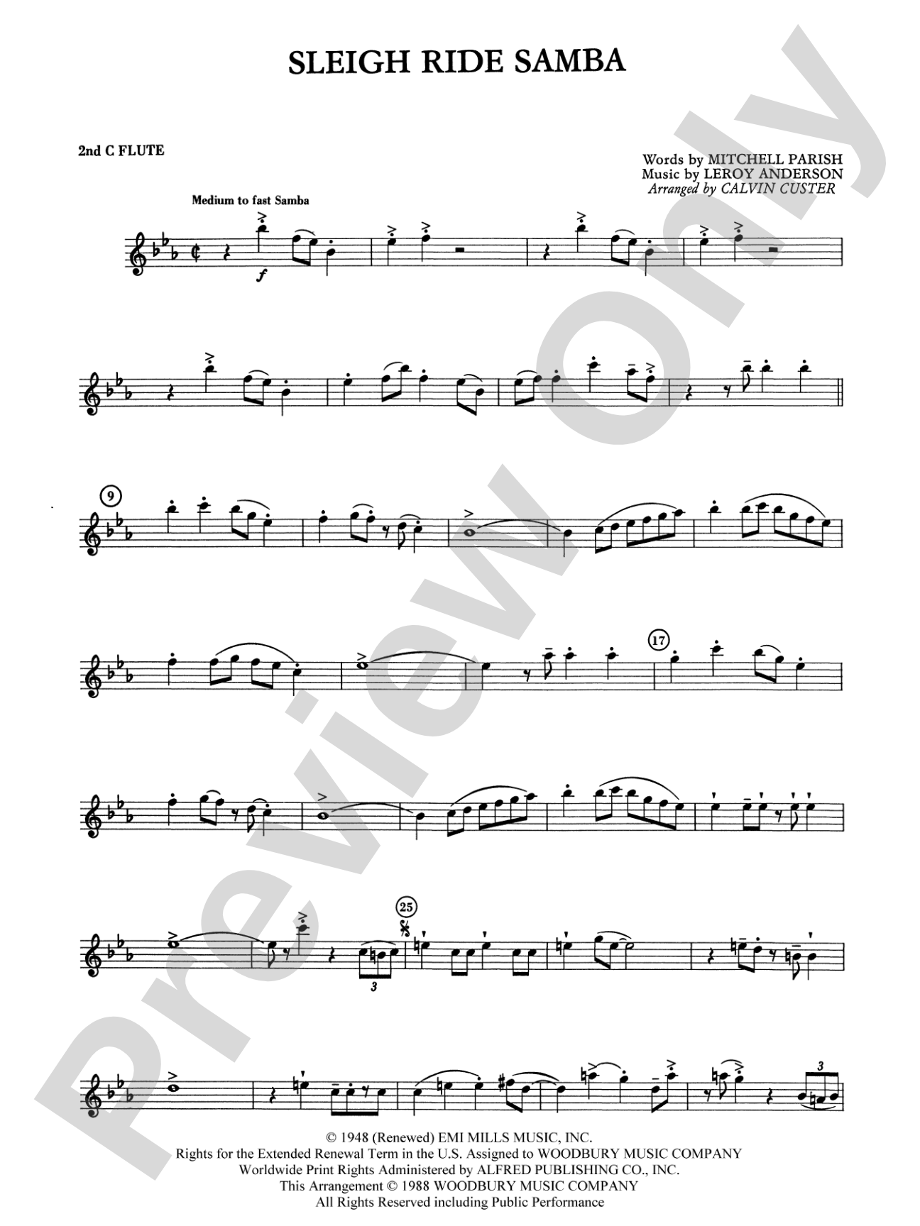 Sleigh Ride Samba: 2nd Flute