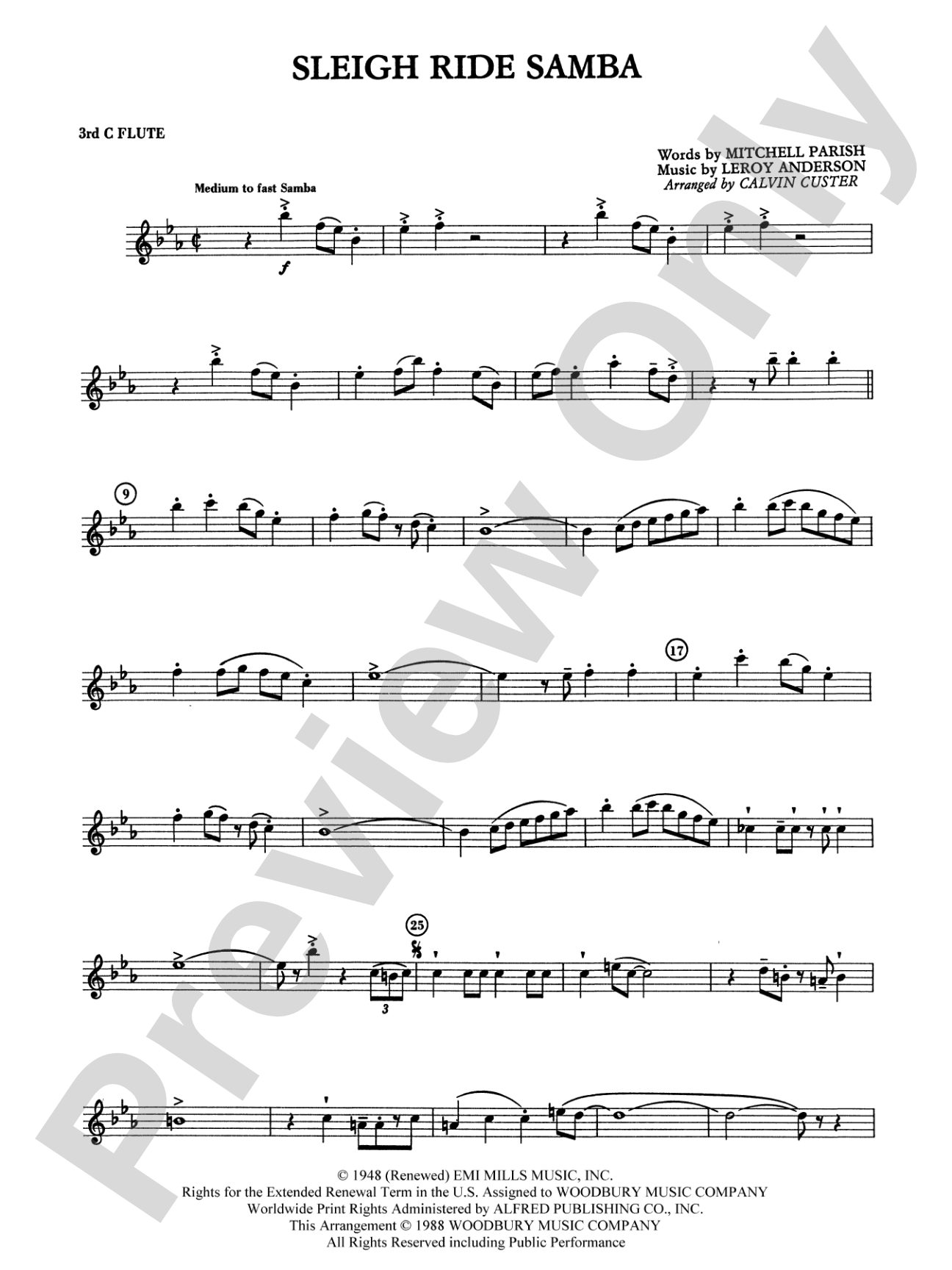 Sleigh Ride Samba: 3rd Flute