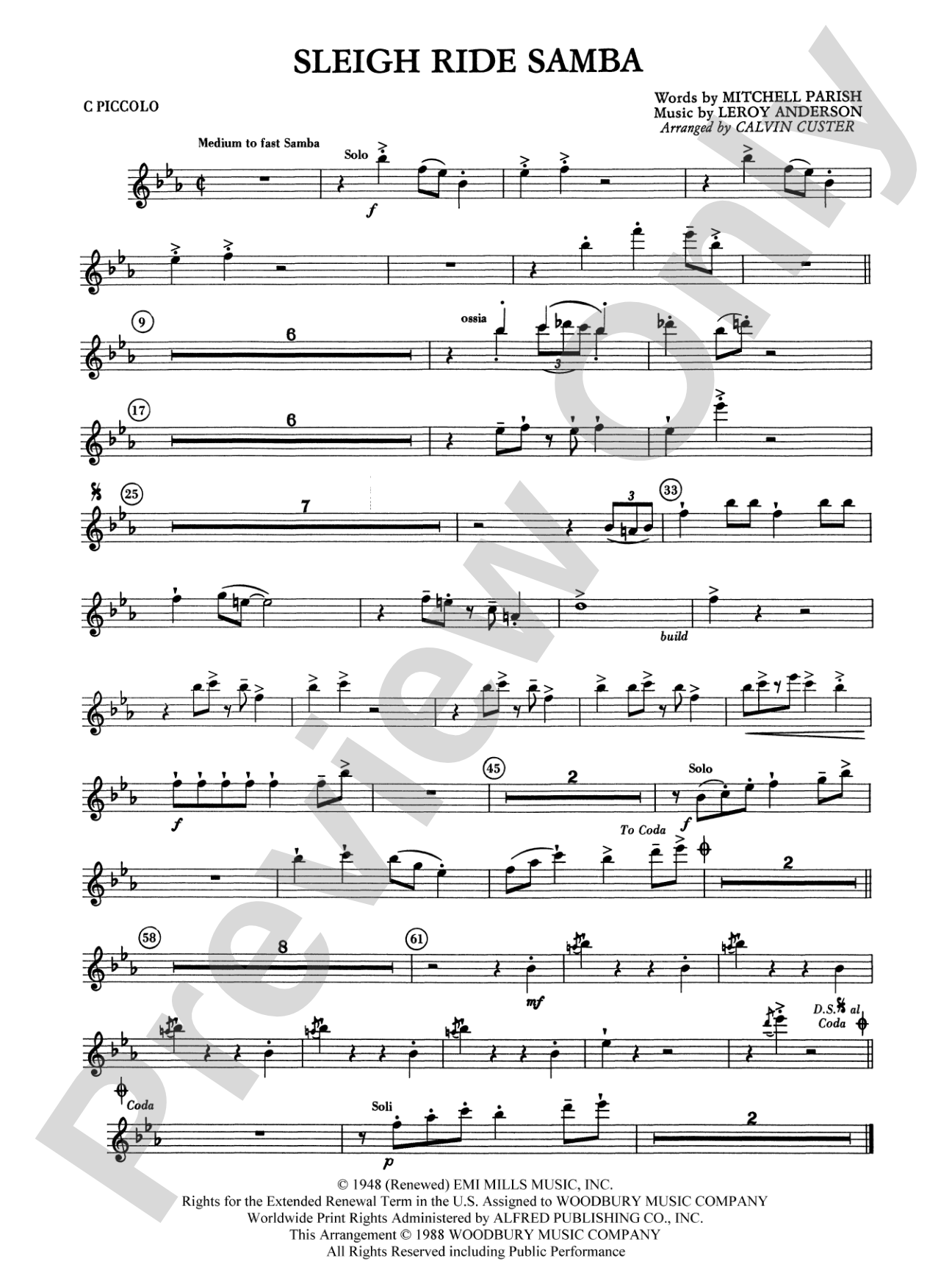 Sleigh Ride Samba: Piccolo