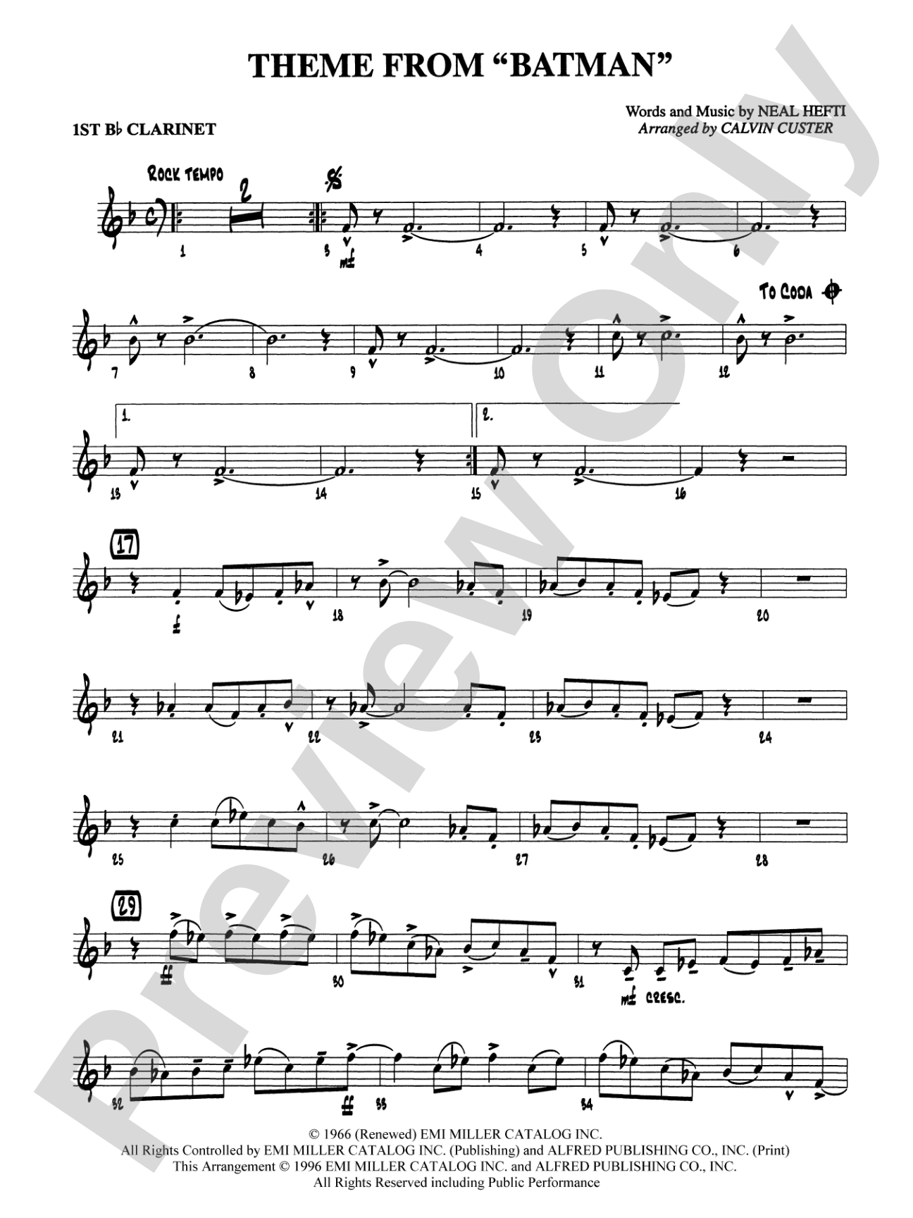 Batman Theme: 1st B-flat Clarinet