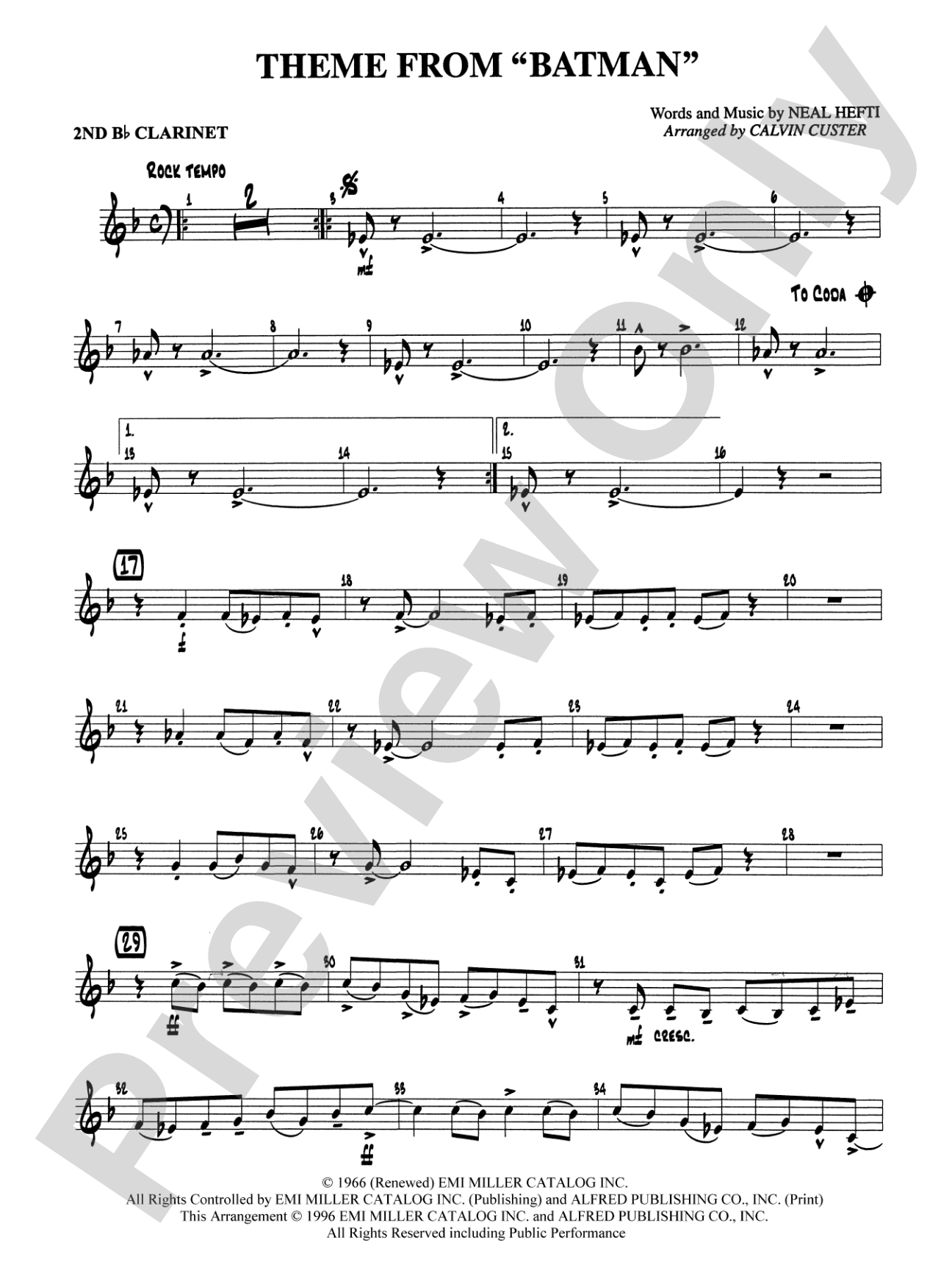 Batman Theme: 2nd B-flat Clarinet