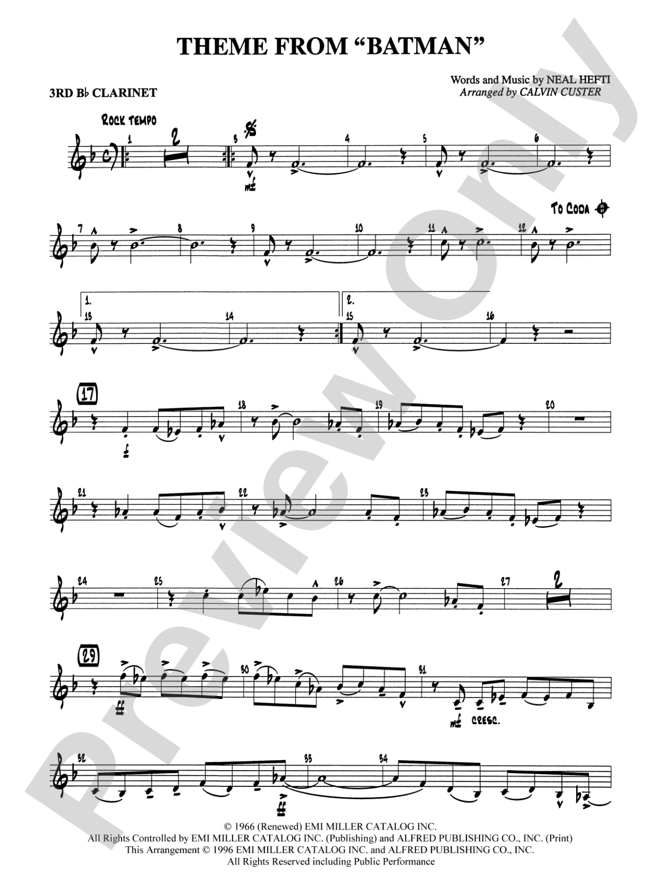 Batman Theme: 3rd B-flat Clarinet