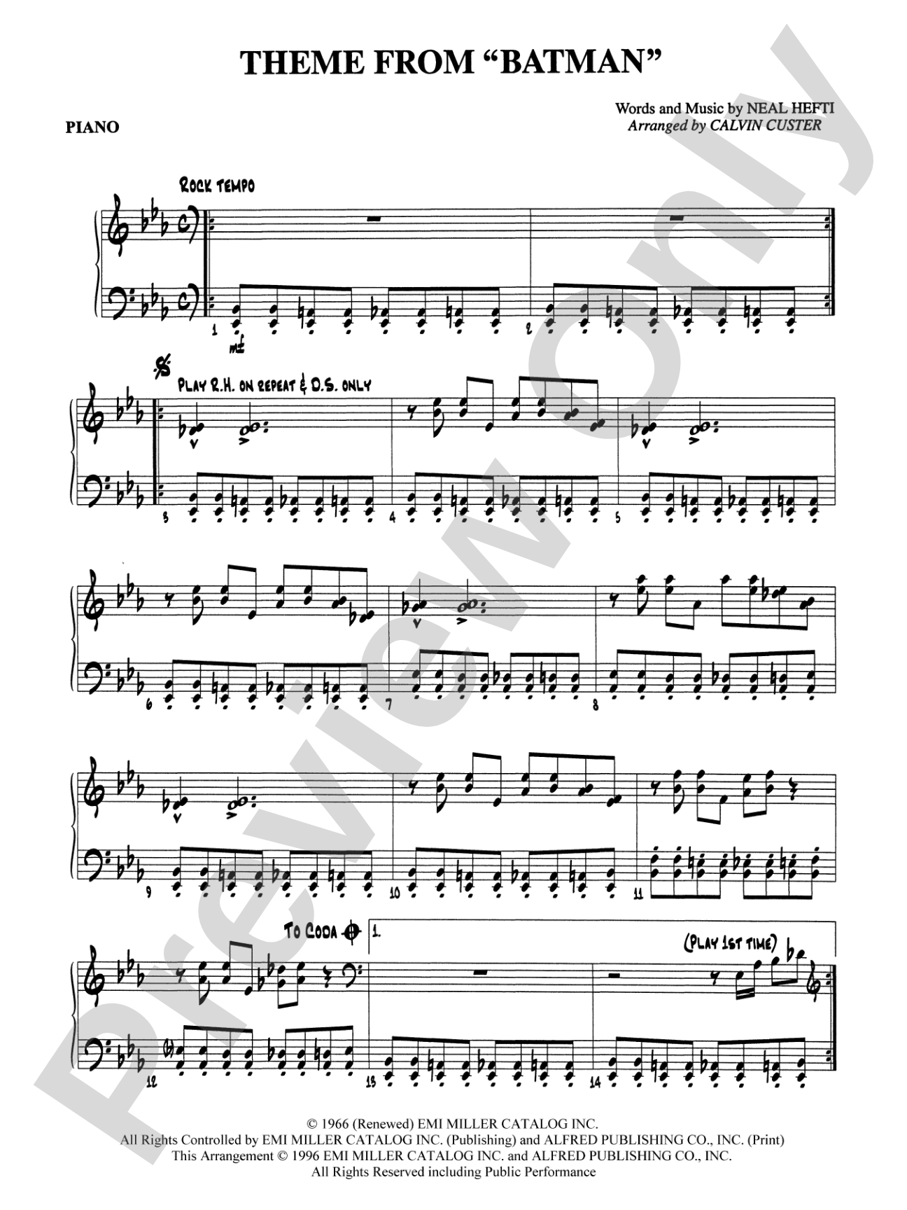 Batman Theme: Piano Accompaniment