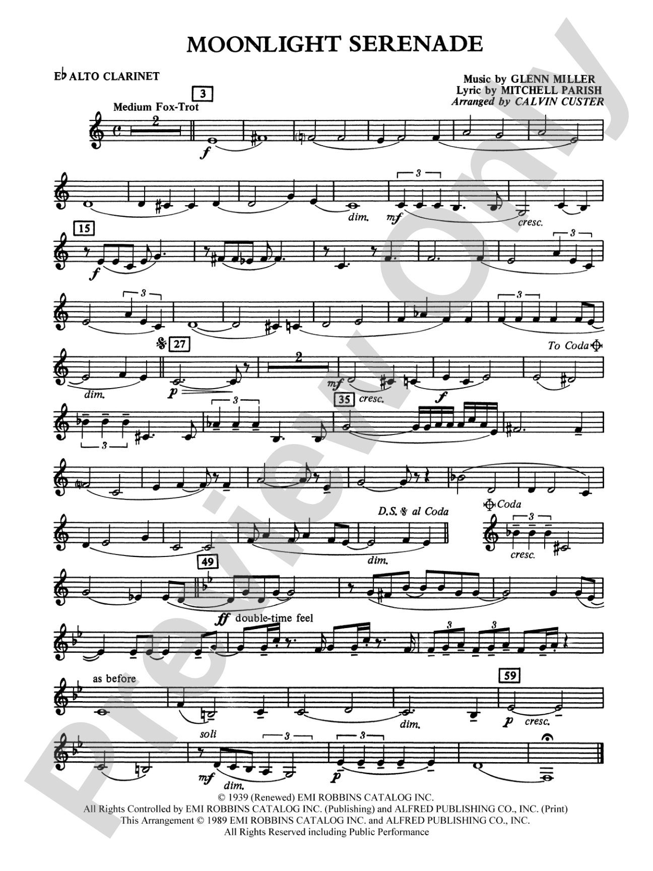 Moonlight Serenade: E-flat Alto Clarinet