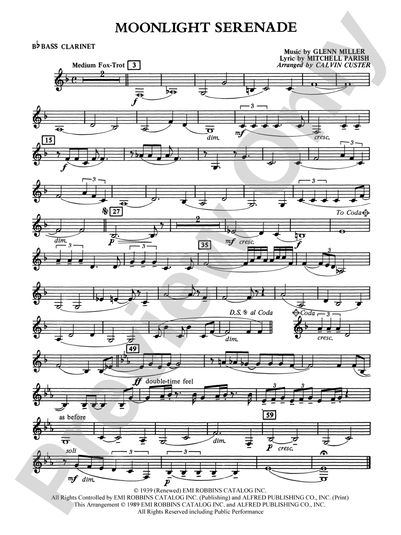 Moonlight Serenade: B-flat Bass Clarinet