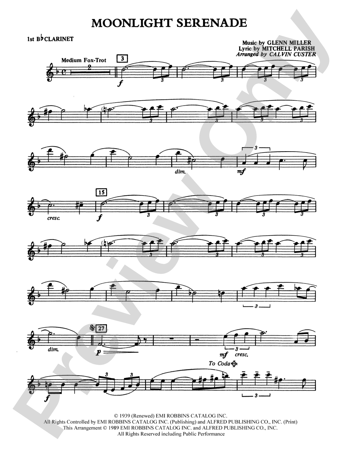 Moonlight Serenade: 1st B-flat Clarinet