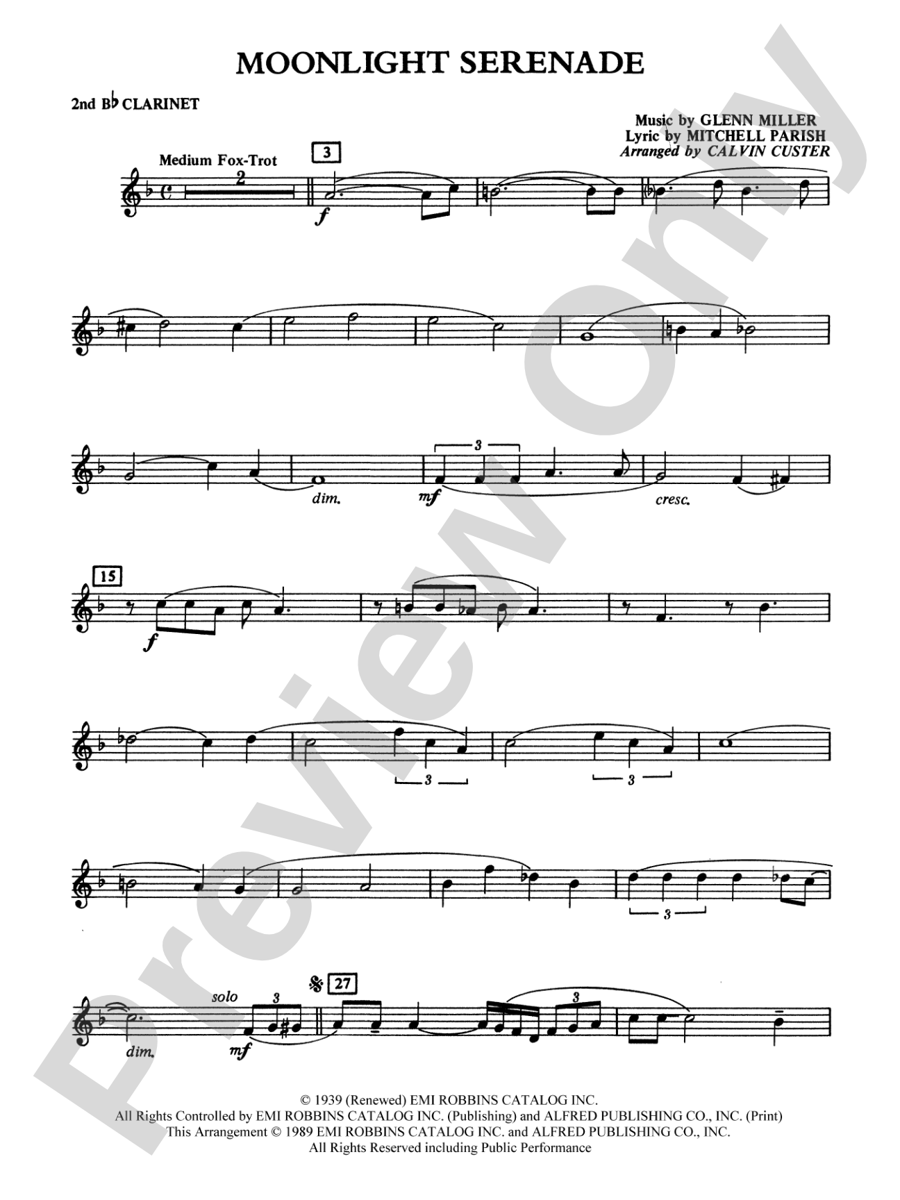 Moonlight Serenade: 2nd B-flat Clarinet