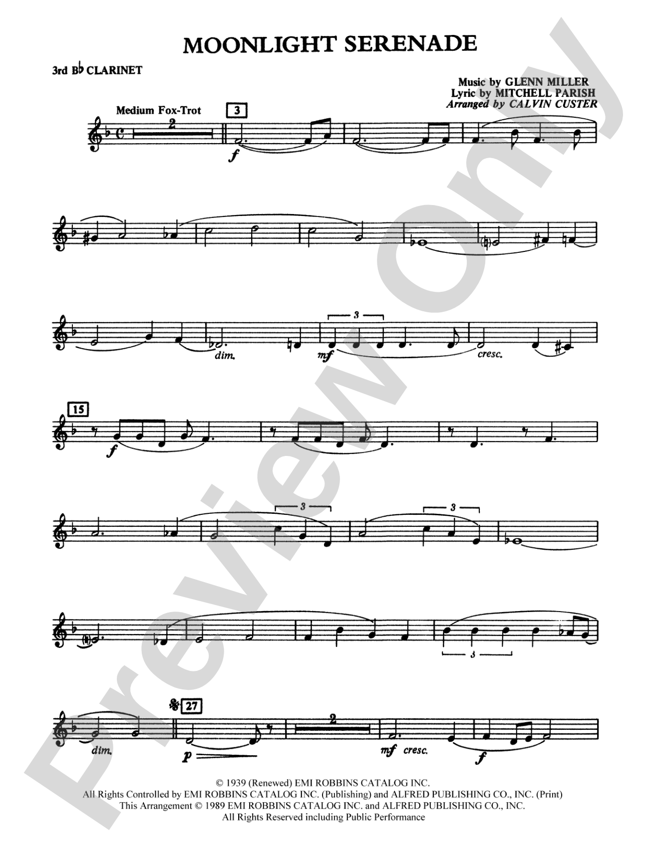 Moonlight Serenade: 3rd B-flat Clarinet