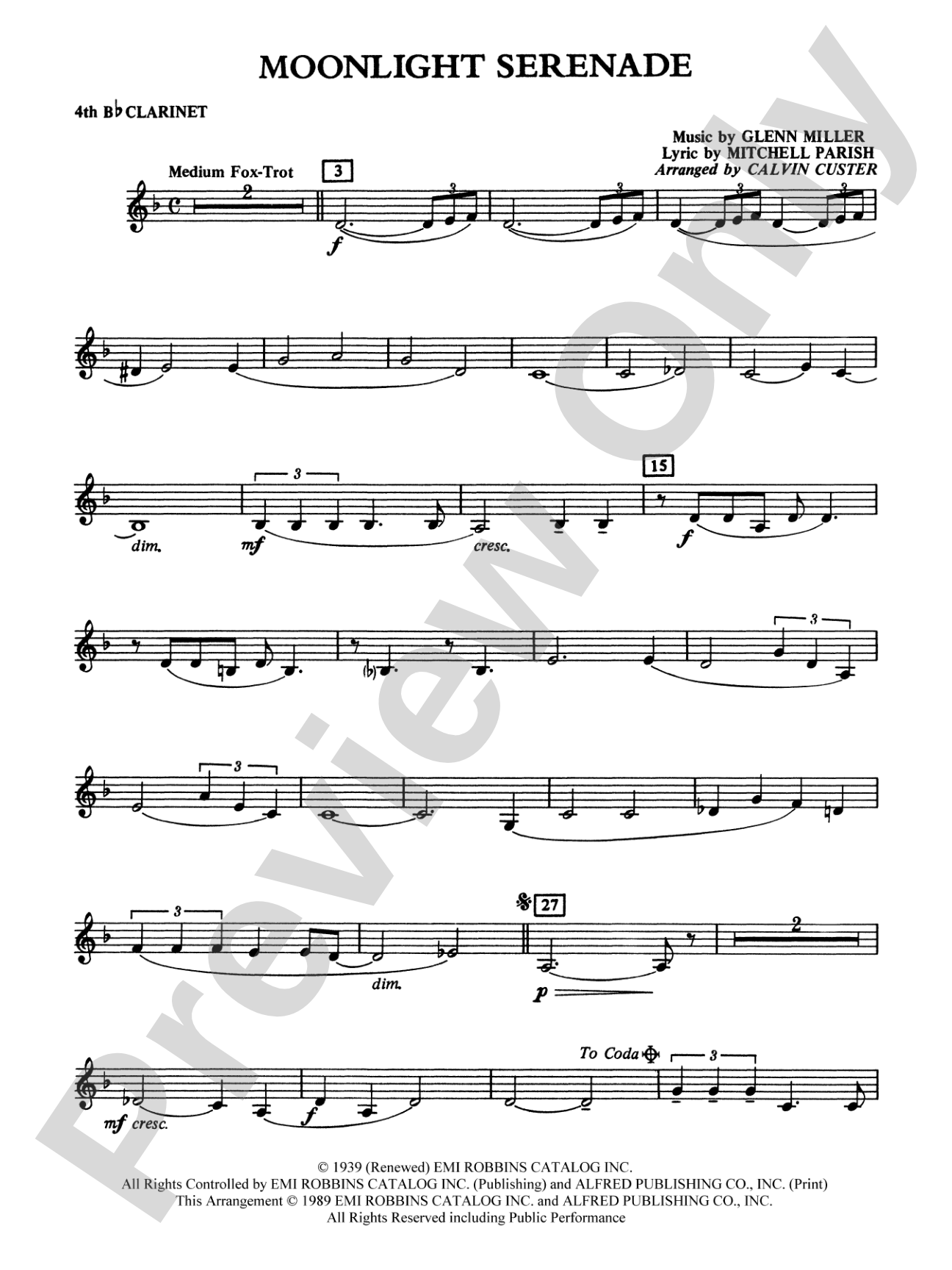Moonlight Serenade: 4th B-flat Clarinet
