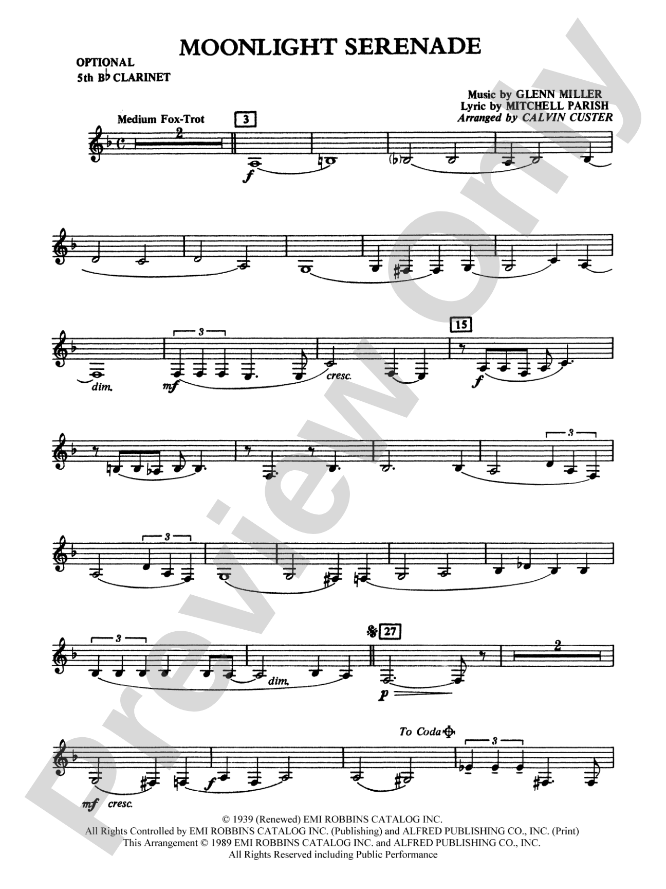 Moonlight Serenade: 5th B-flat Clarinet