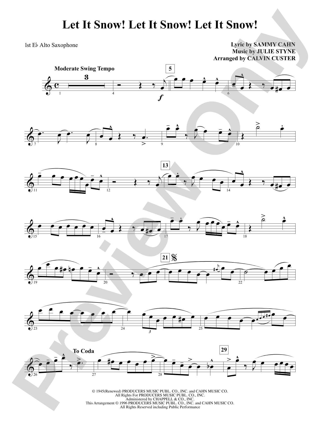Let It Snow! Let It Snow! Let It Snow!: E-flat Alto Saxophone