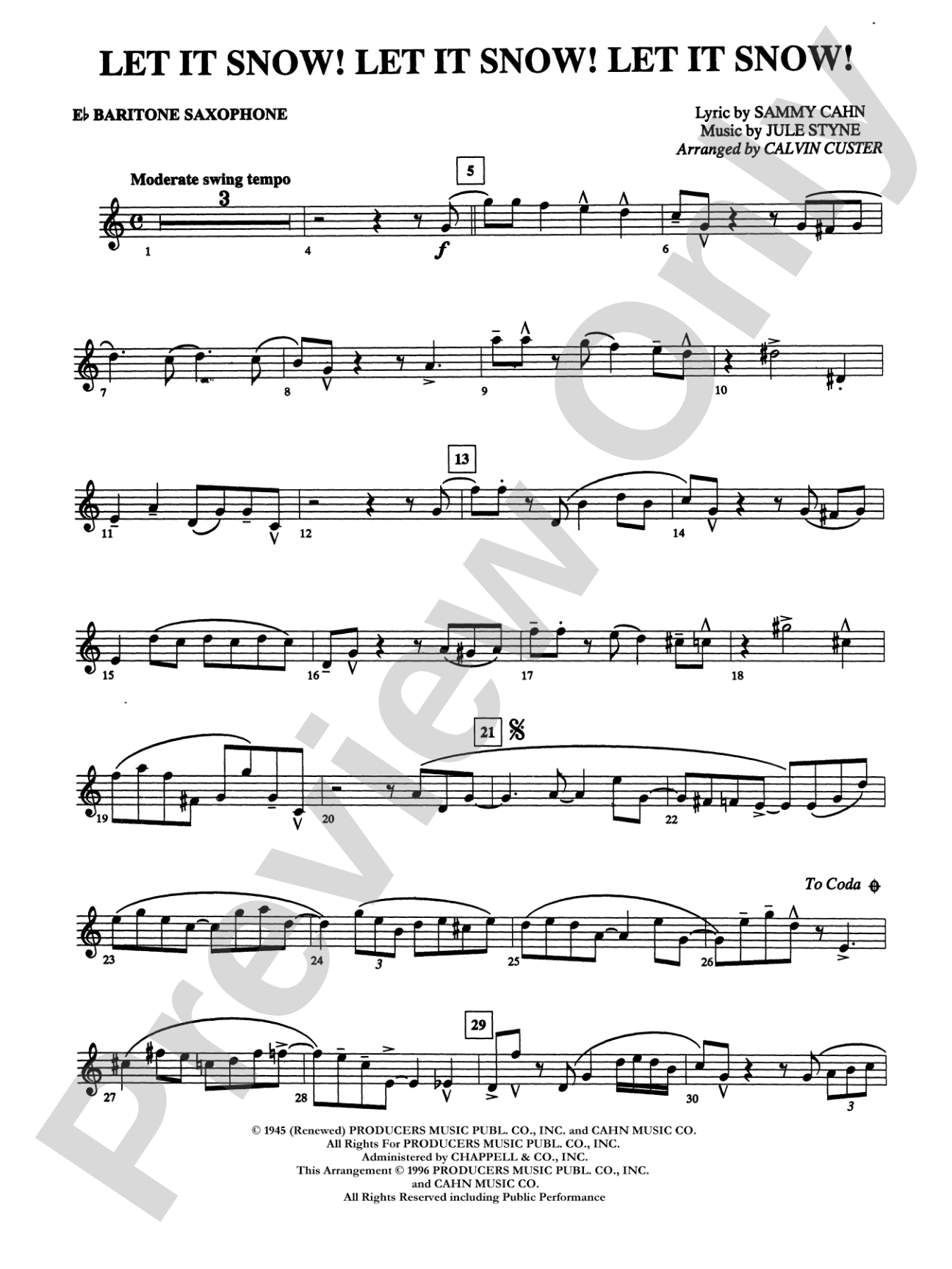 Let It Snow! Let It Snow! Let It Snow!: E-flat Baritone Saxophone