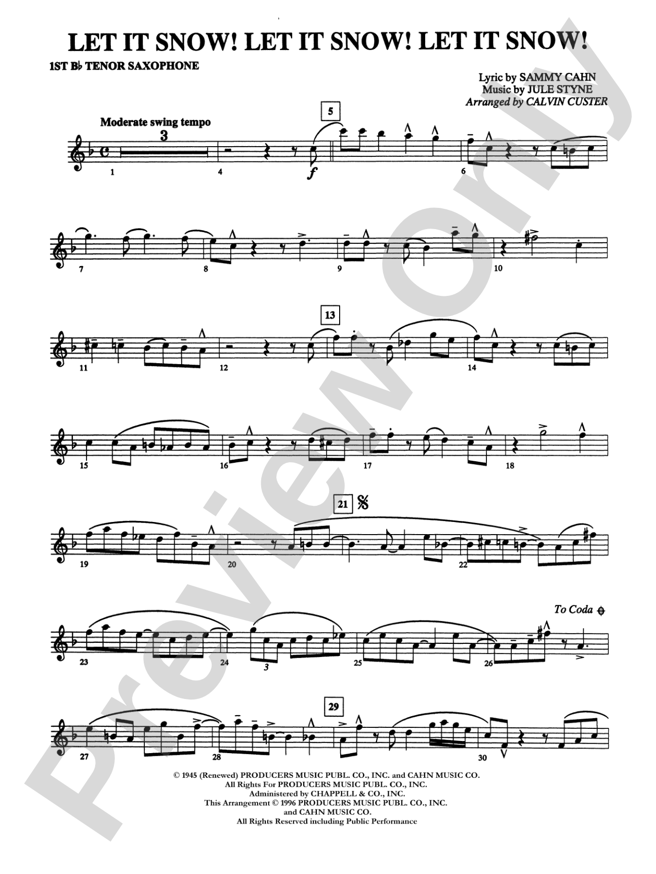 Let It Snow! Let It Snow! Let It Snow!: B-flat Tenor Saxophone