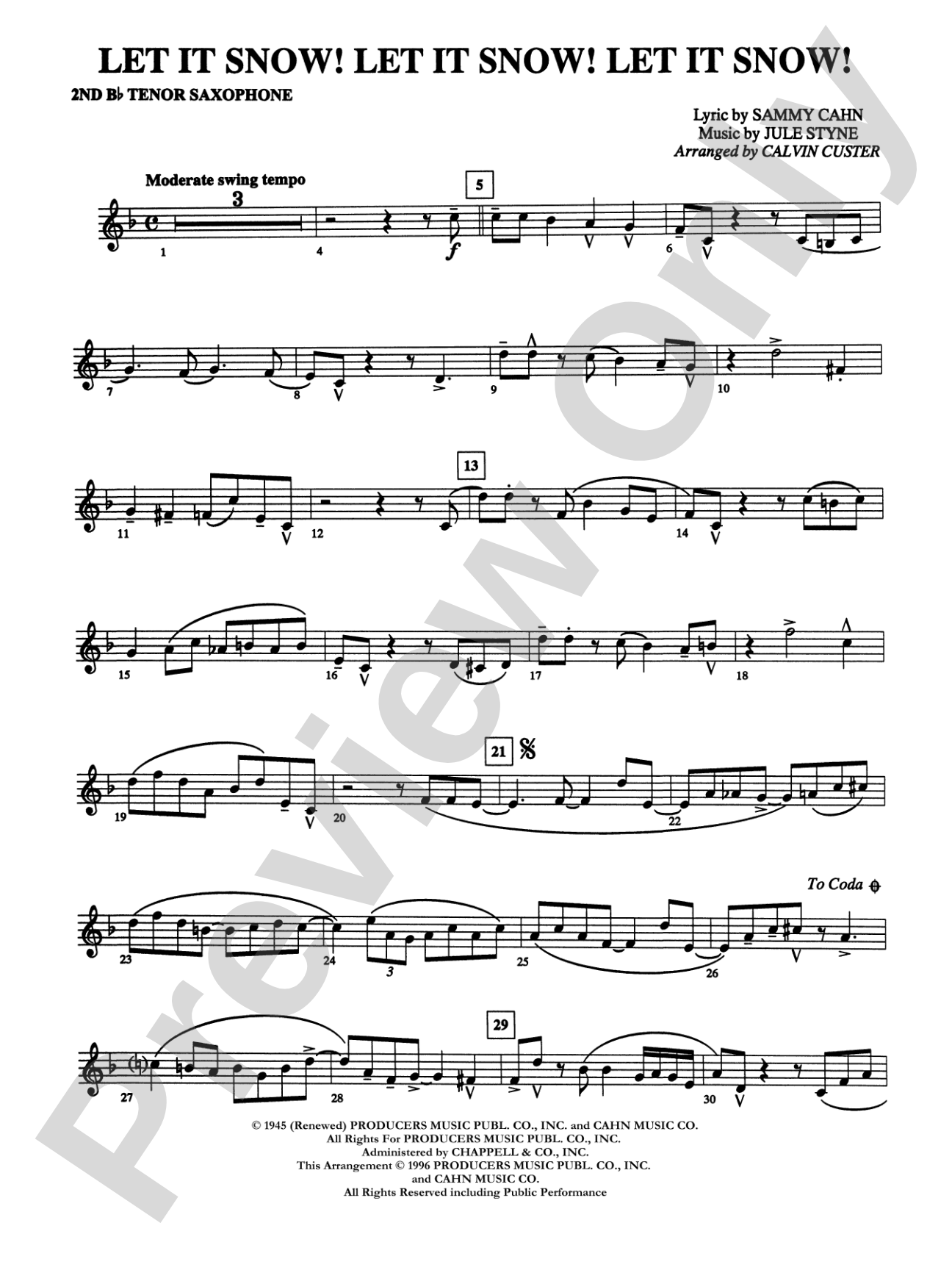 Let It Snow! Let It Snow! Let It Snow!: 2nd B-flat Tenor Saxophone