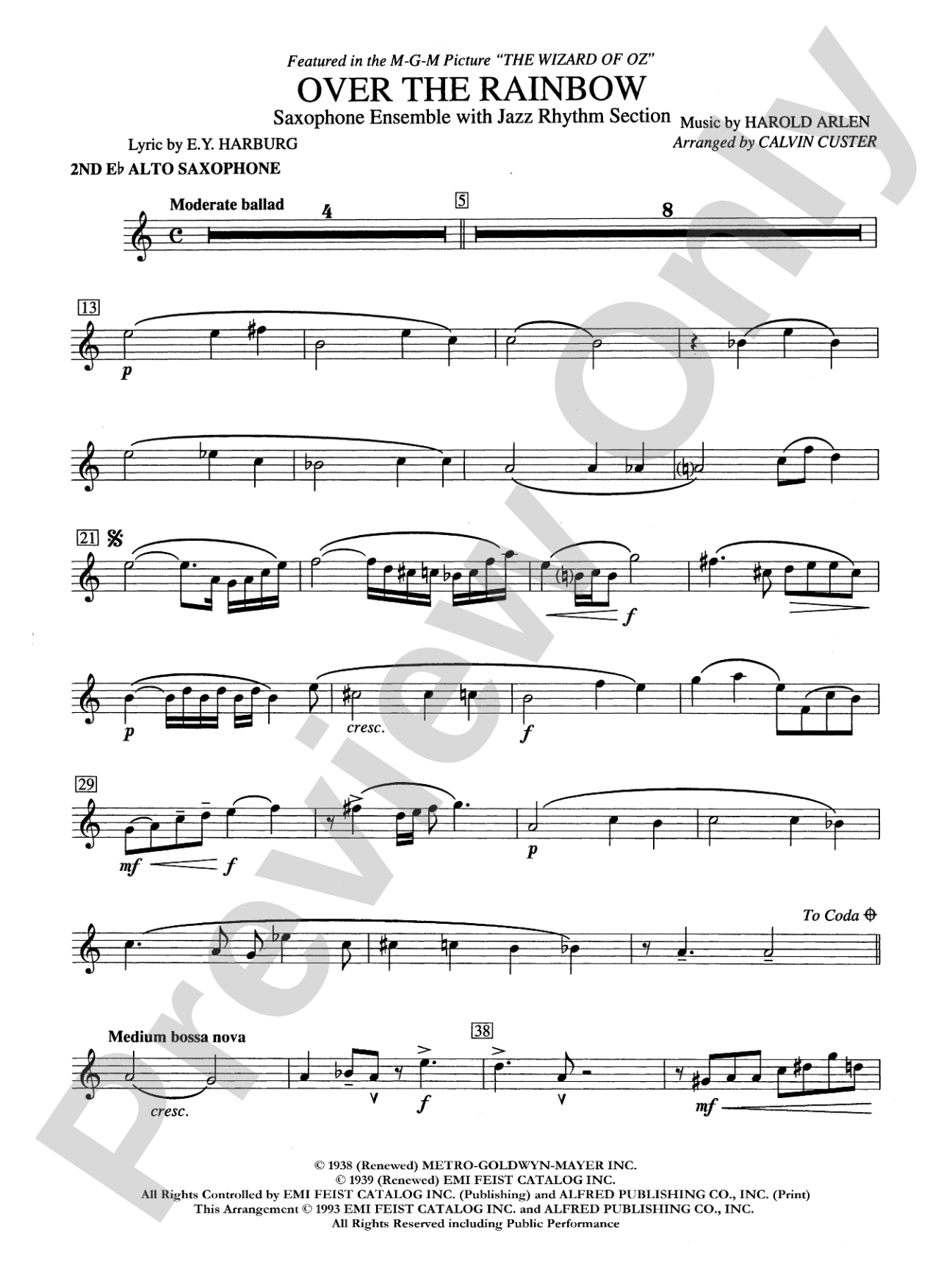 Over the Rainbow: 2nd E-flat Alto Saxophone
