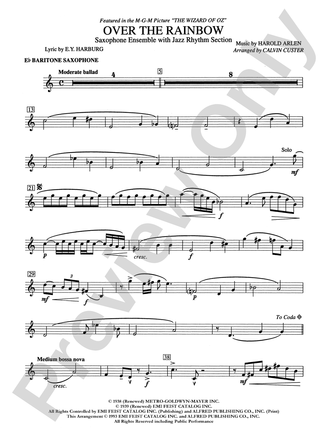 Over the Rainbow: E-flat Baritone Saxophone