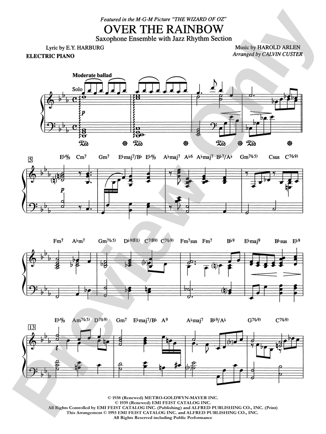 Over the Rainbow: Piano Accompaniment