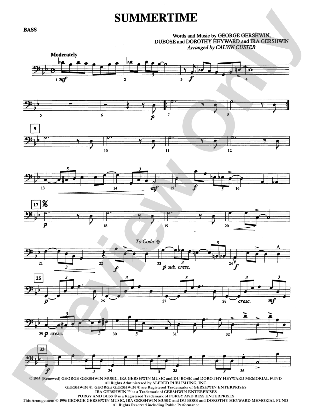 Summertime (from Porgy and Bess): String Bass