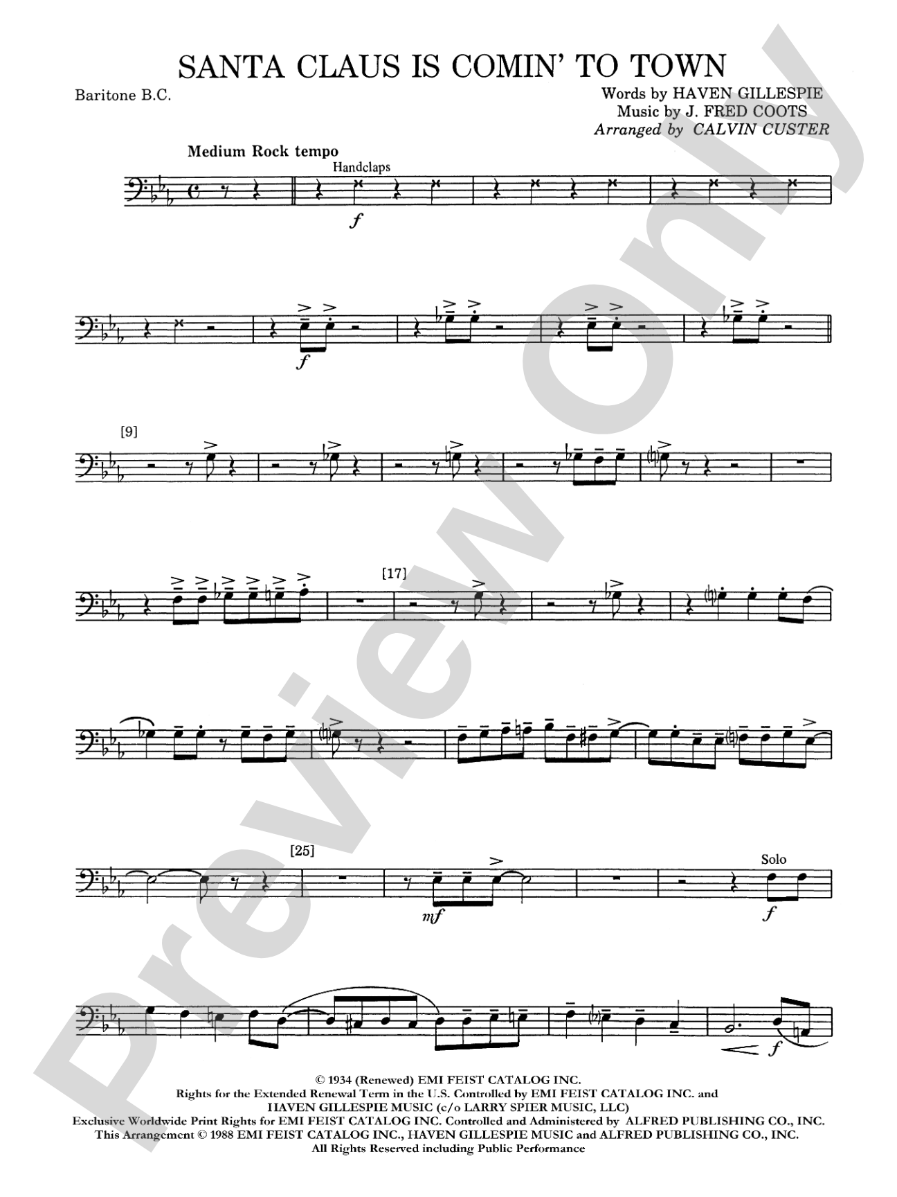 Santa Claus Is Comin' to Town: Baritone B.C.