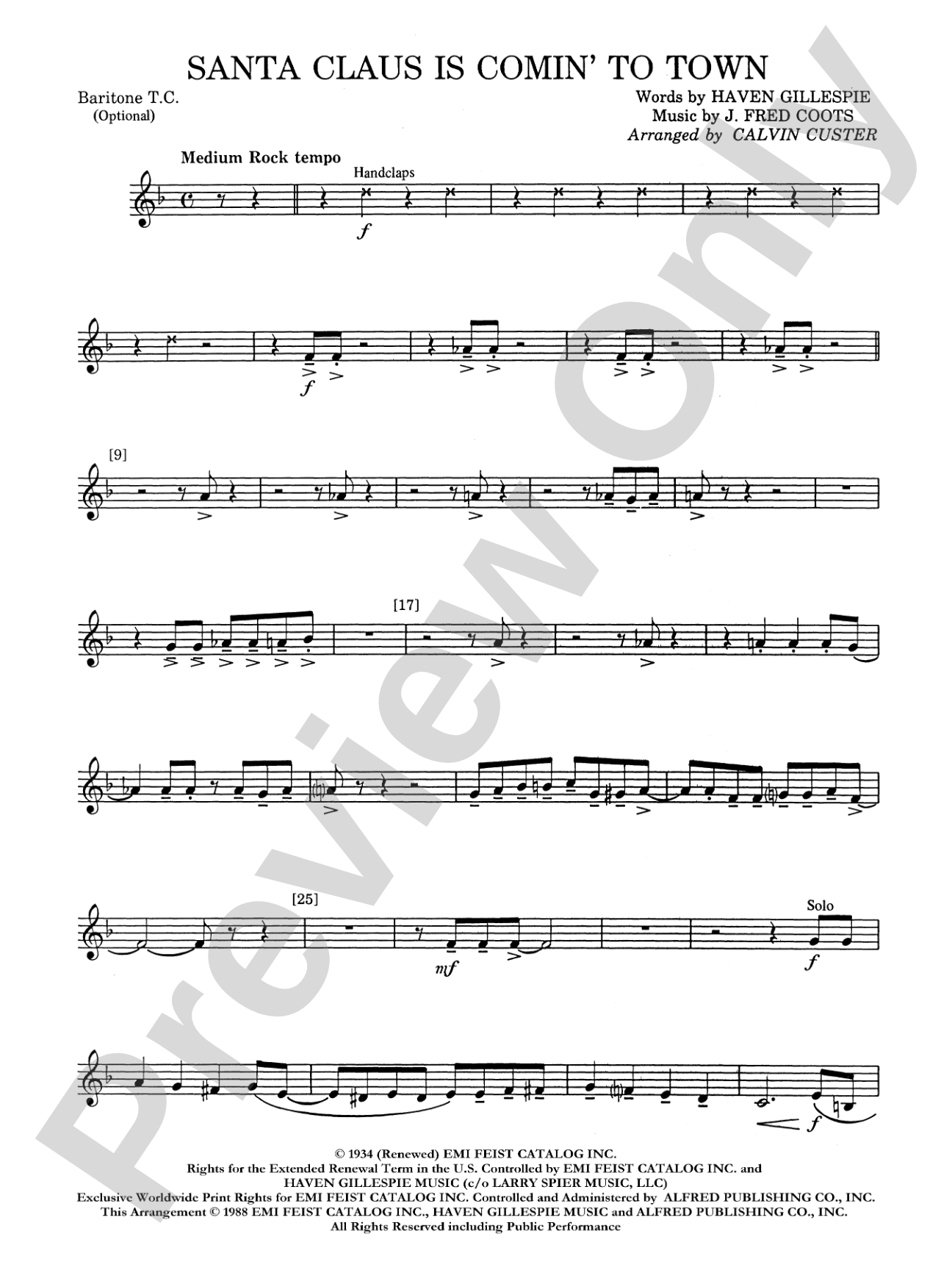 Santa Claus Is Comin' to Town: Baritone T.C.