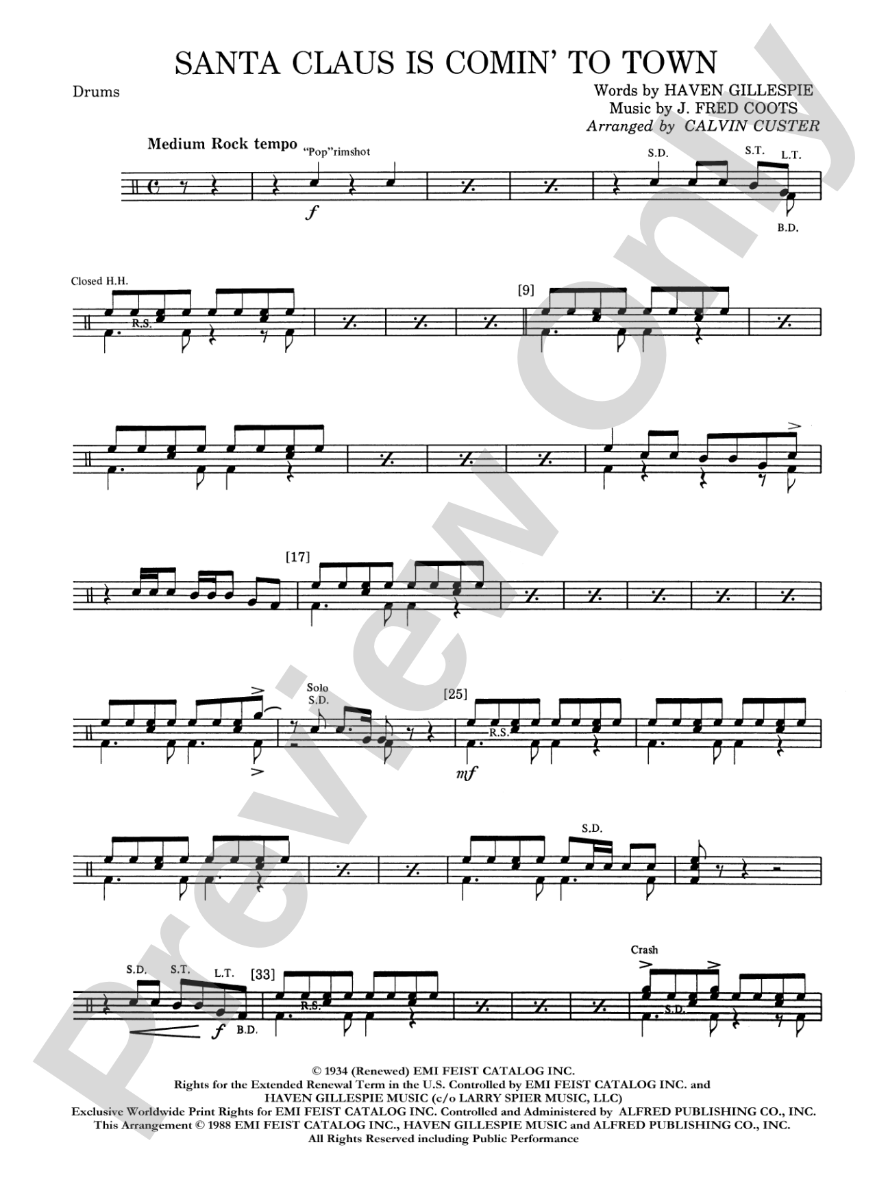 Santa Claus Is Comin' to Town: Drums