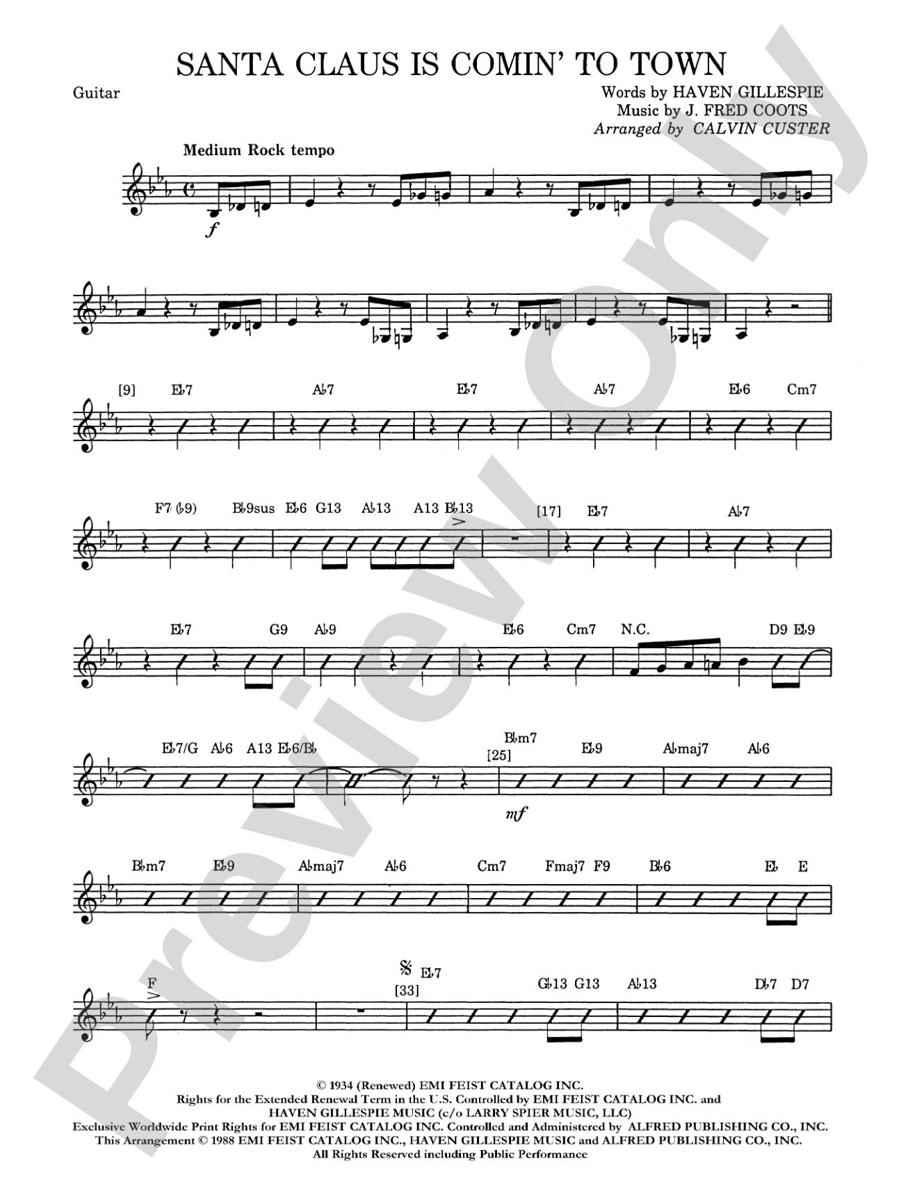 Santa Claus Is Comin' to Town: Guitar