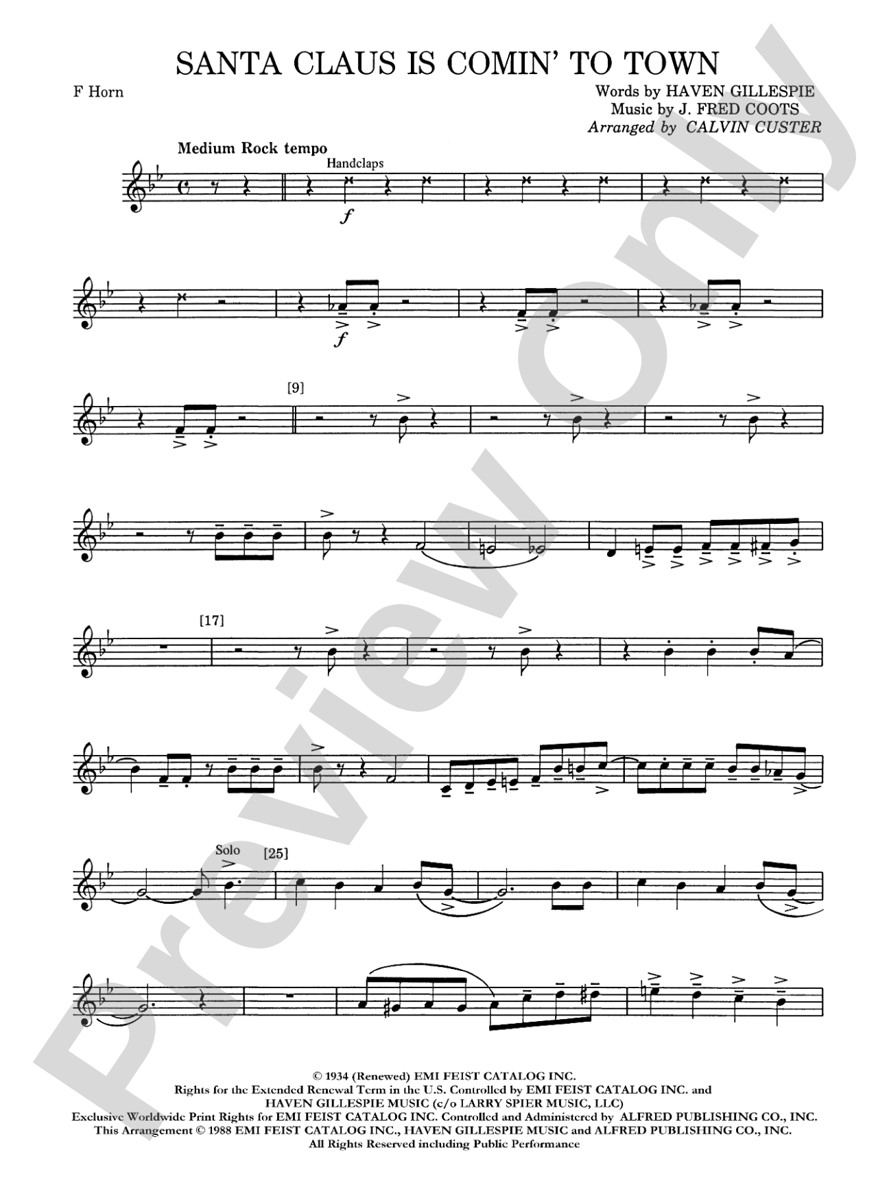 Santa Claus Is Comin' to Town: 1st F Horn