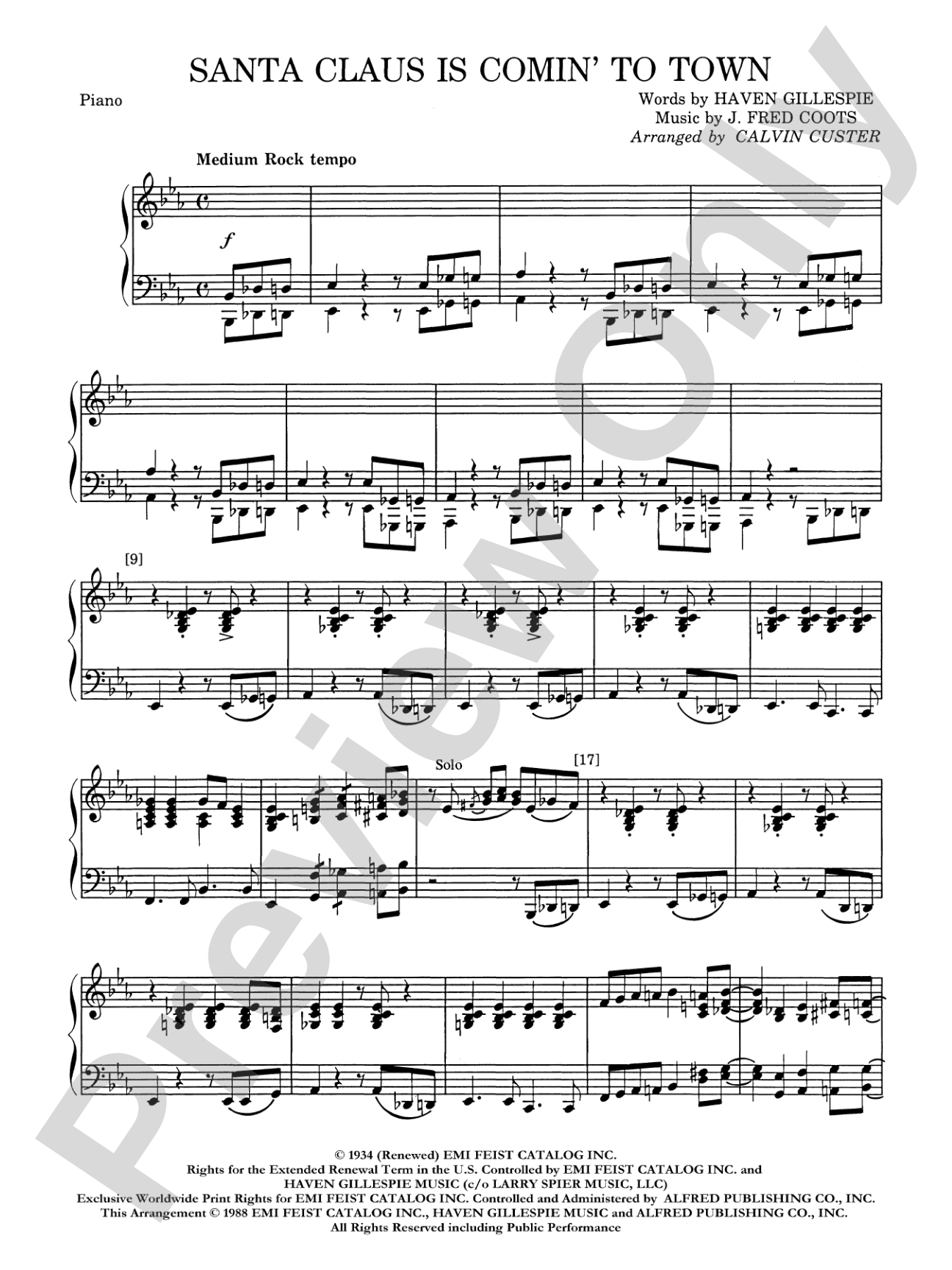 Santa Claus Is Comin' to Town: Piano Accompaniment