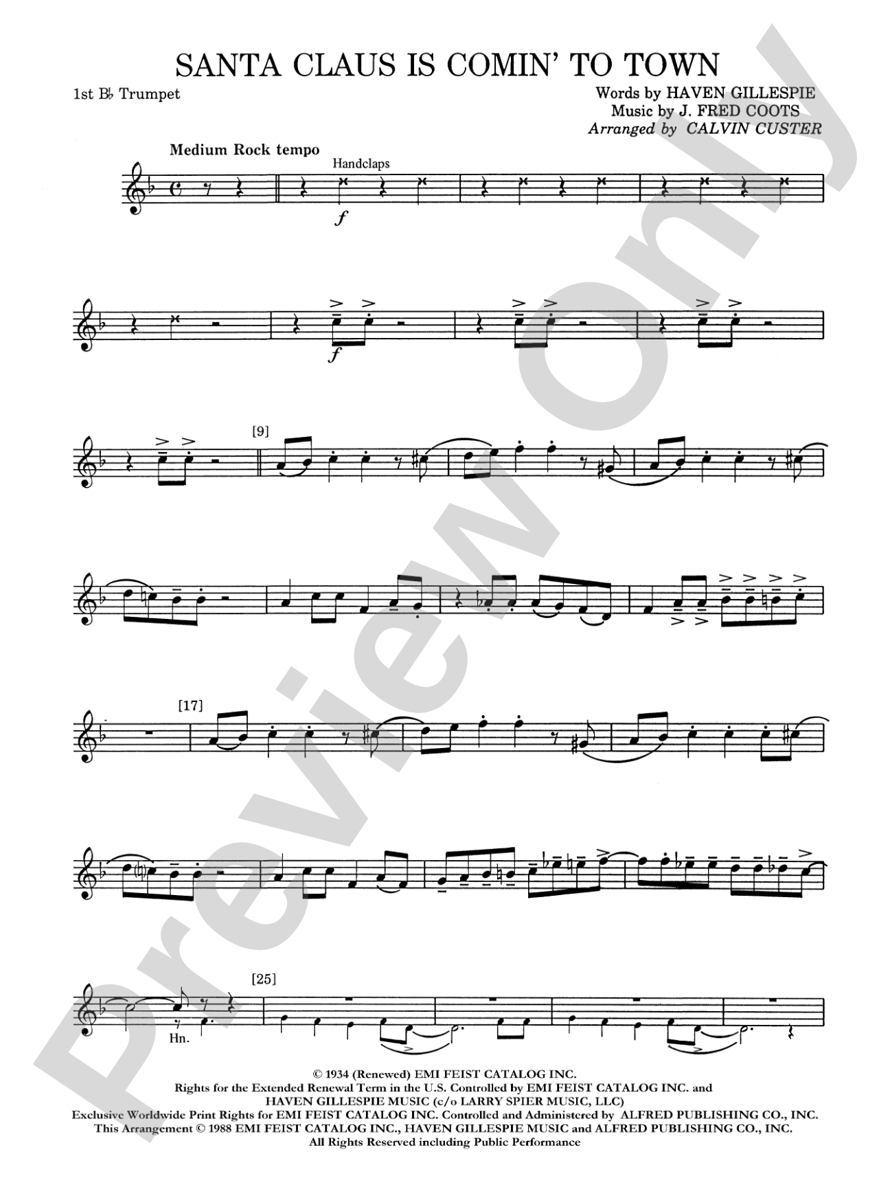 Santa Claus Is Comin' to Town: 1st B-flat Trumpet