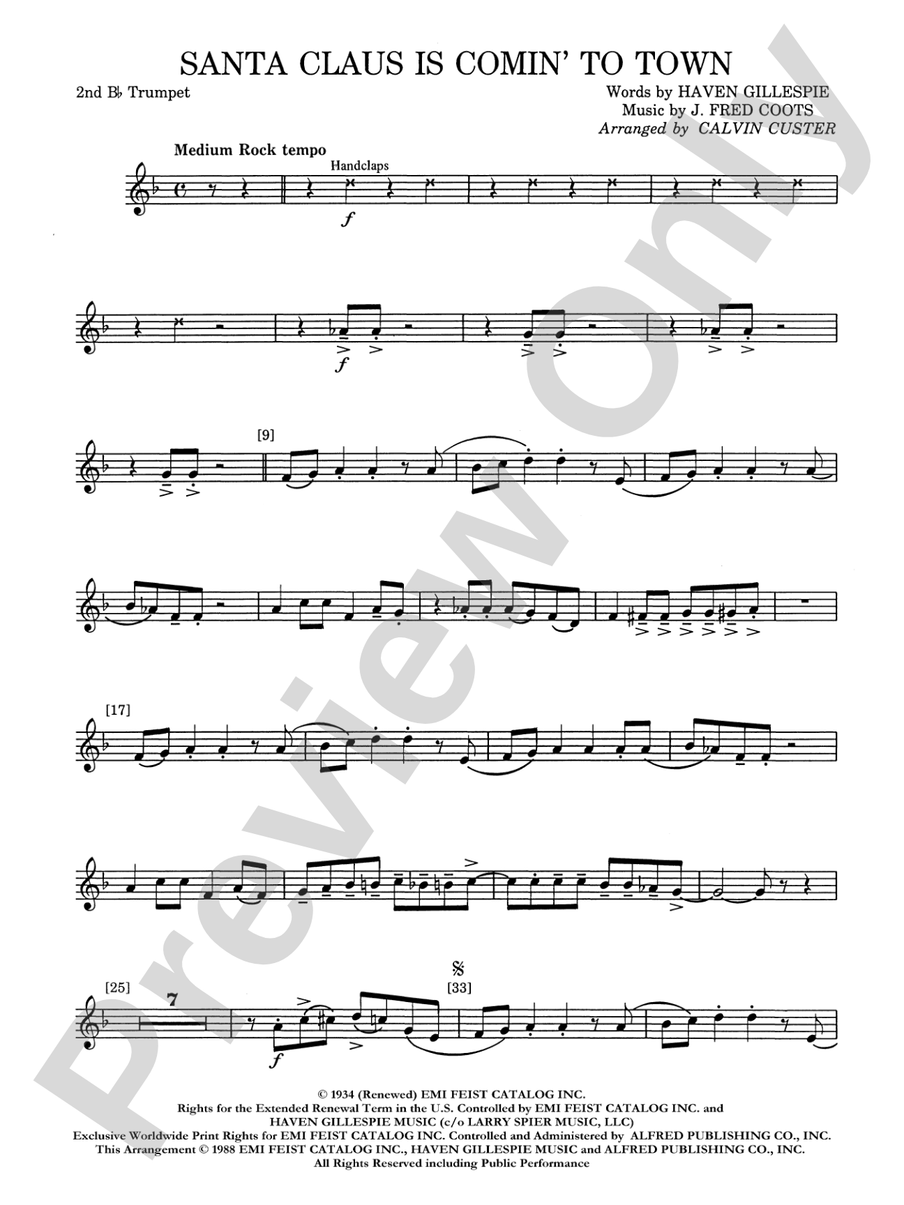 Santa Claus Is Comin' to Town: 2nd B-flat Trumpet