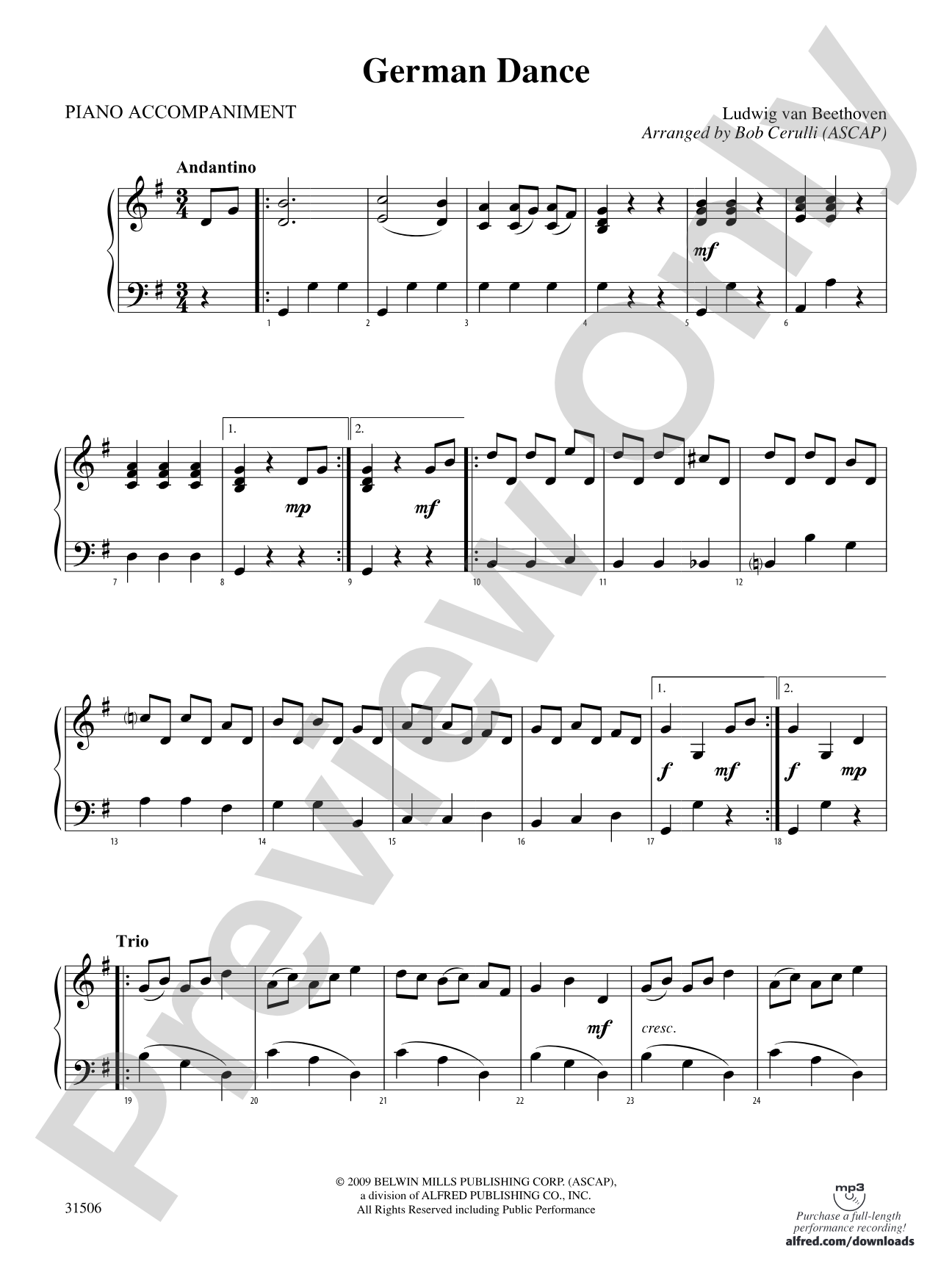 German Dance: Piano Accompaniment