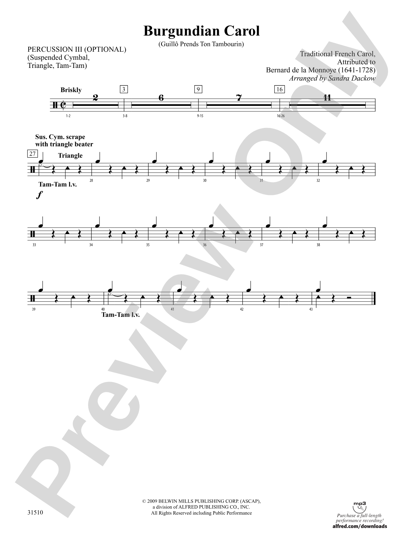 Burgundian Carol (Guillo Prends Ton Tamourin): 3rd Percussion