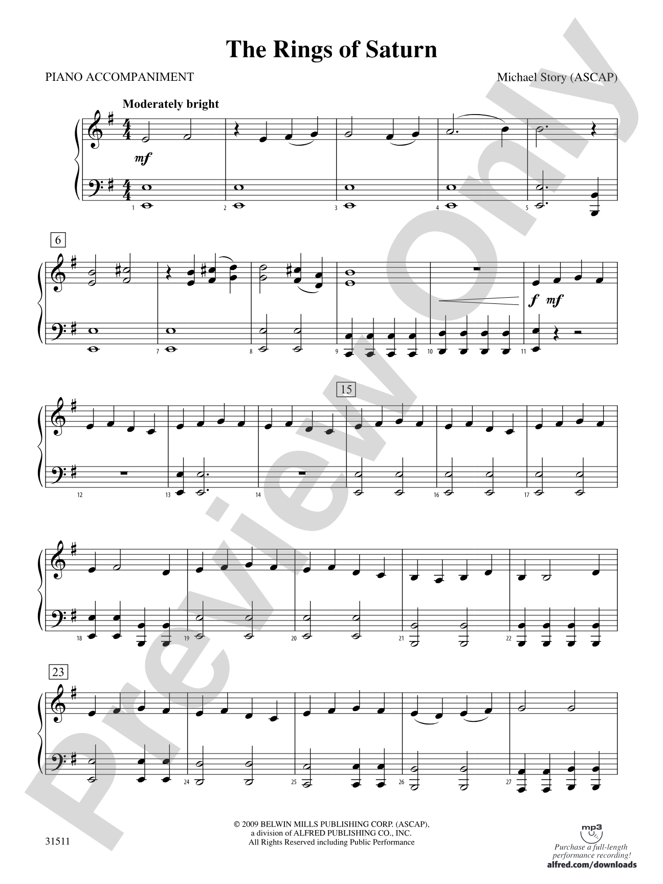 The Rings of Saturn: Piano Accompaniment