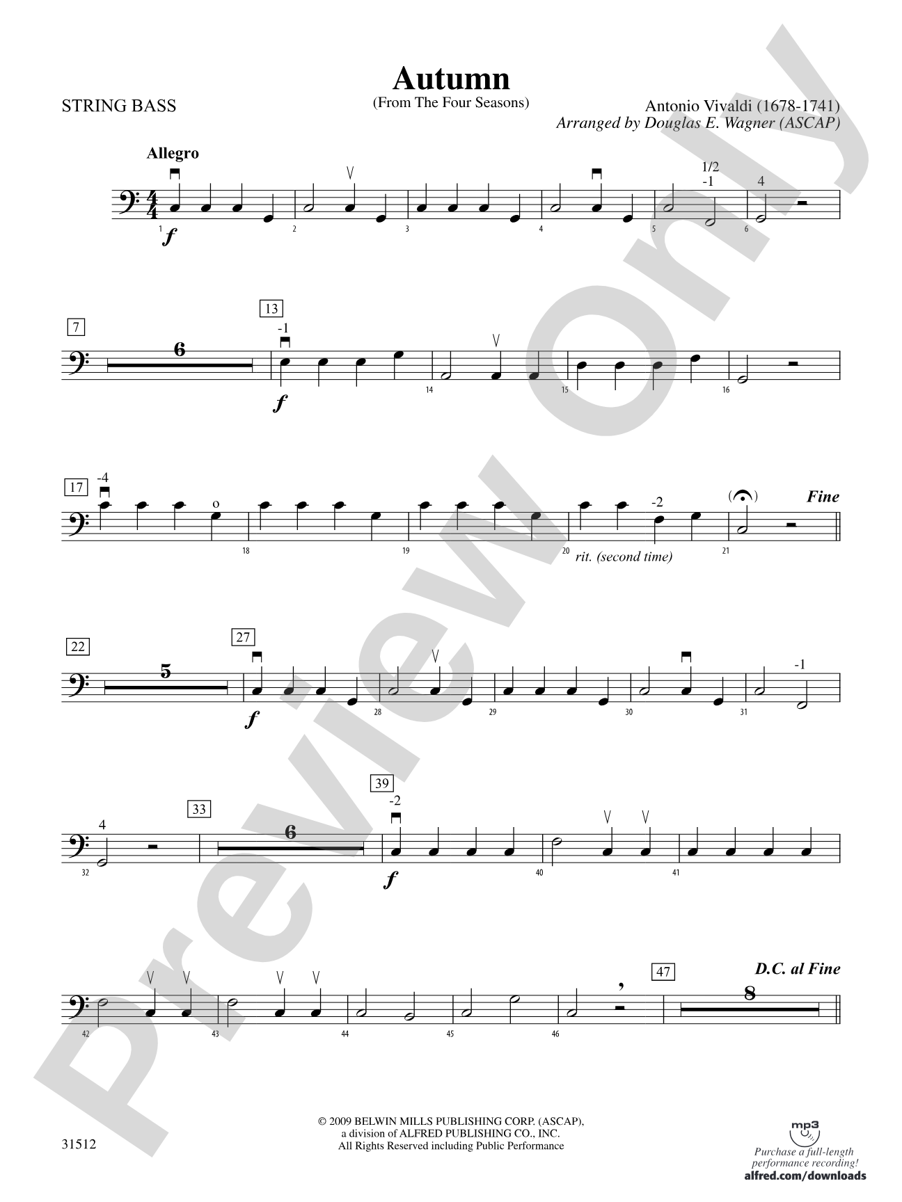 Autumn (from The Four Seasons): String Bass