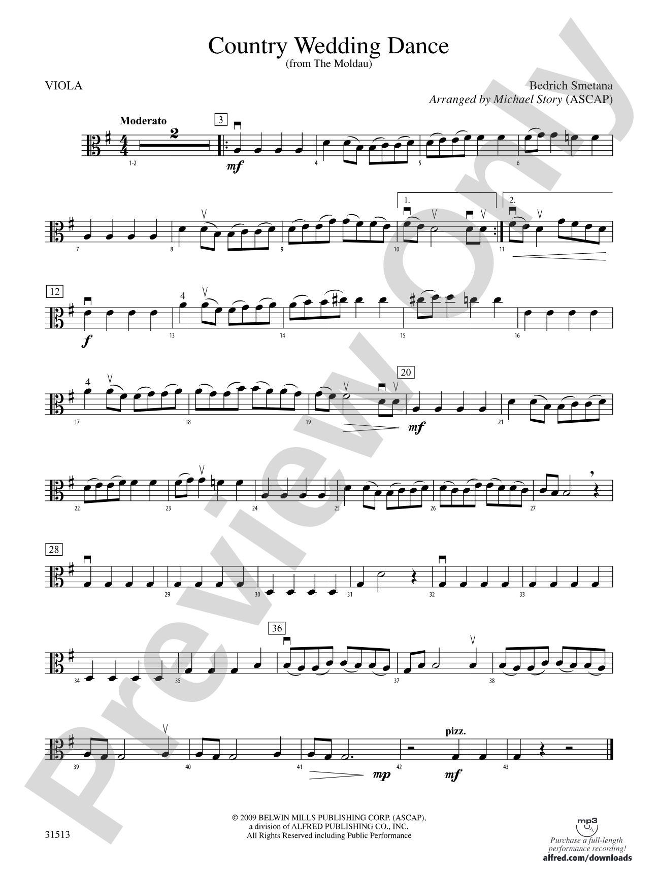 Country Wedding Dance (from The Moldau): Viola