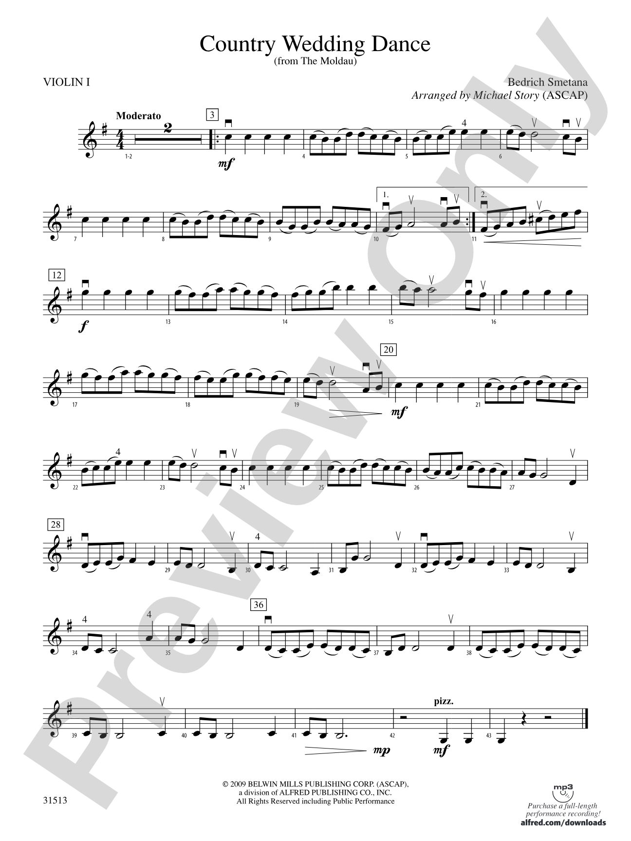 Country Wedding Dance (from The Moldau): 1st Violin